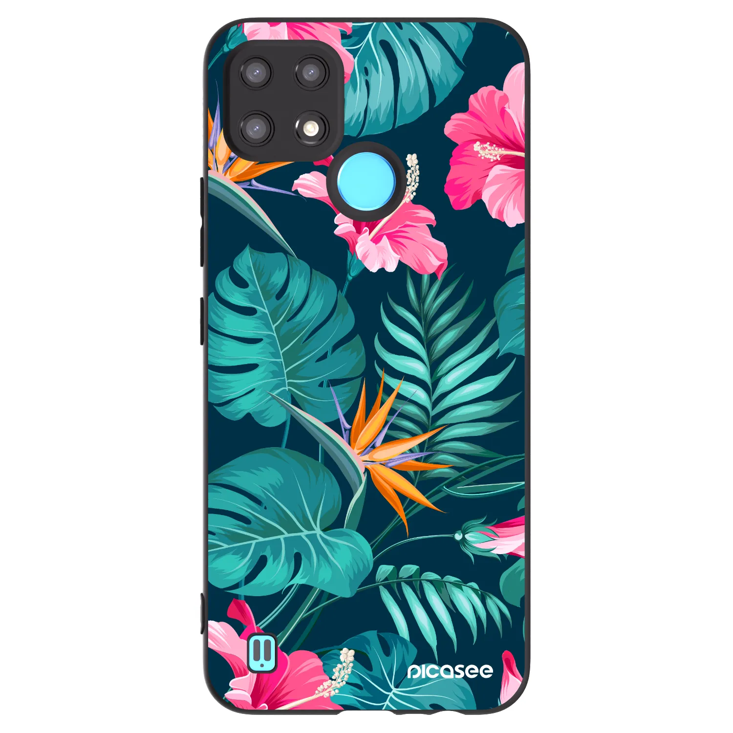 Picasee silikónový čierny obal pre Realme C21 - Pink Monstera