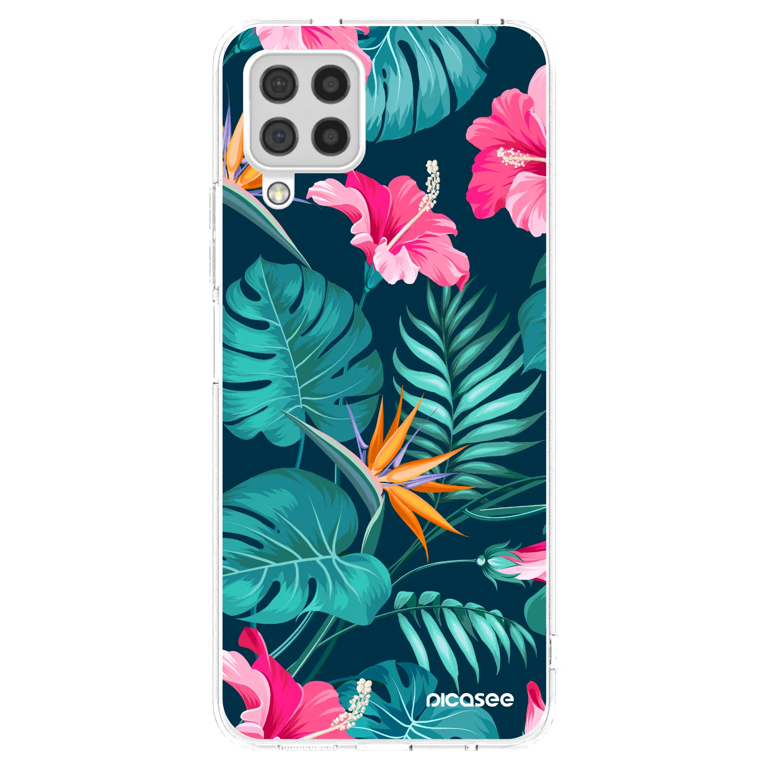 Picasee silikónový prehľadný obal pre Samsung Galaxy A22 A225F 4G - Pink Monstera