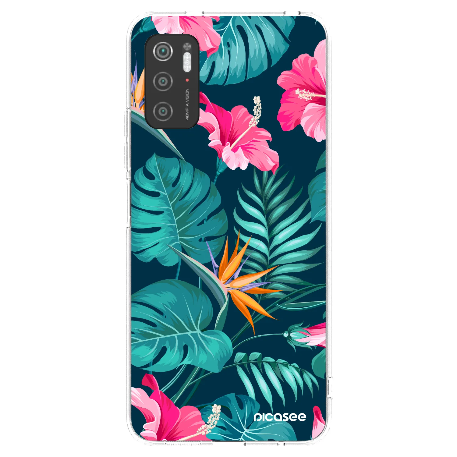 Picasee silikónový prehľadný obal pre Xiaomi Poco M3 Pro 5G - Pink Monstera