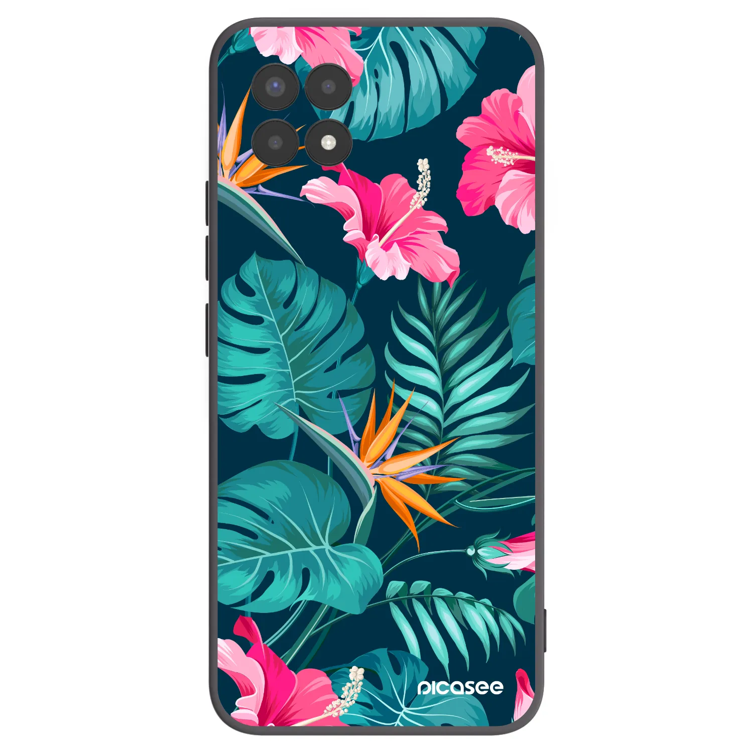 Picasee silikónový čierny obal pre Realme 8i - Pink Monstera