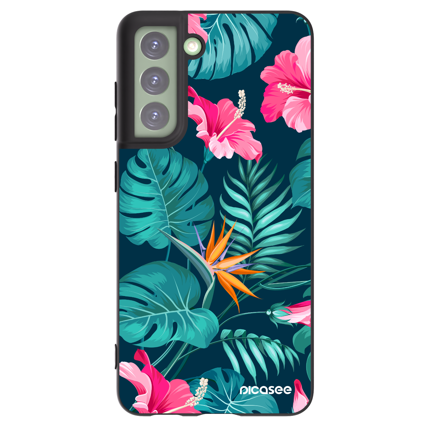 Picasee silikónový čierny obal pre Samsung Galaxy S21 FE 5G - Pink Monstera