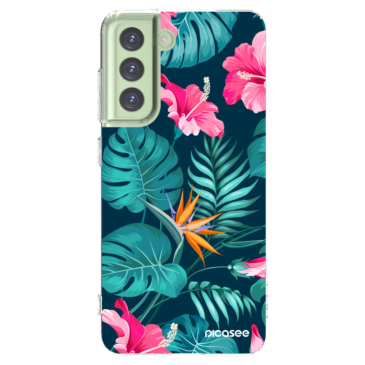 Picasee silikónový prehľadný obal pre Samsung Galaxy S21 FE 5G - Pink Monstera