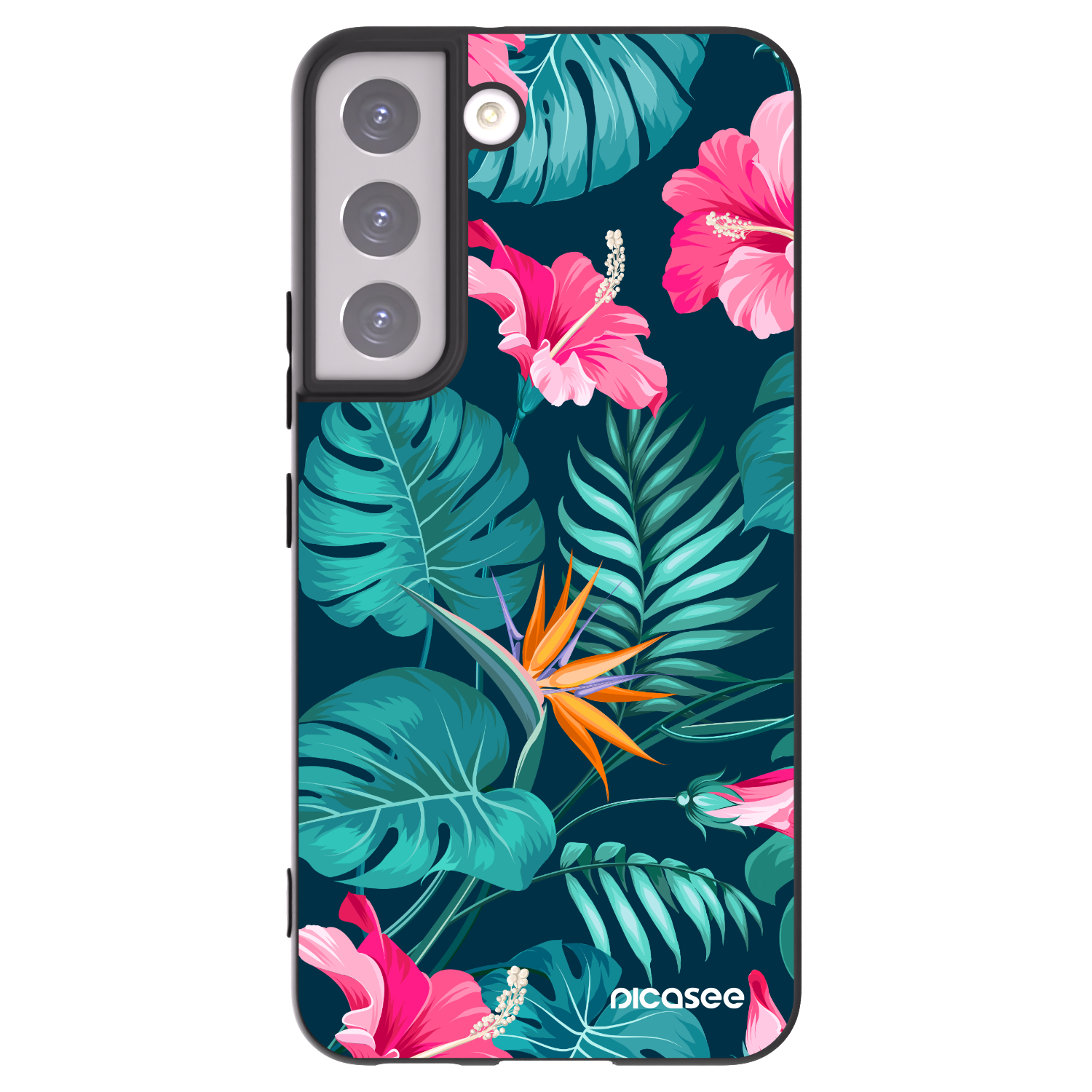 Picasee silikónový čierny obal pre Samsung Galaxy S22 5G - Pink Monstera