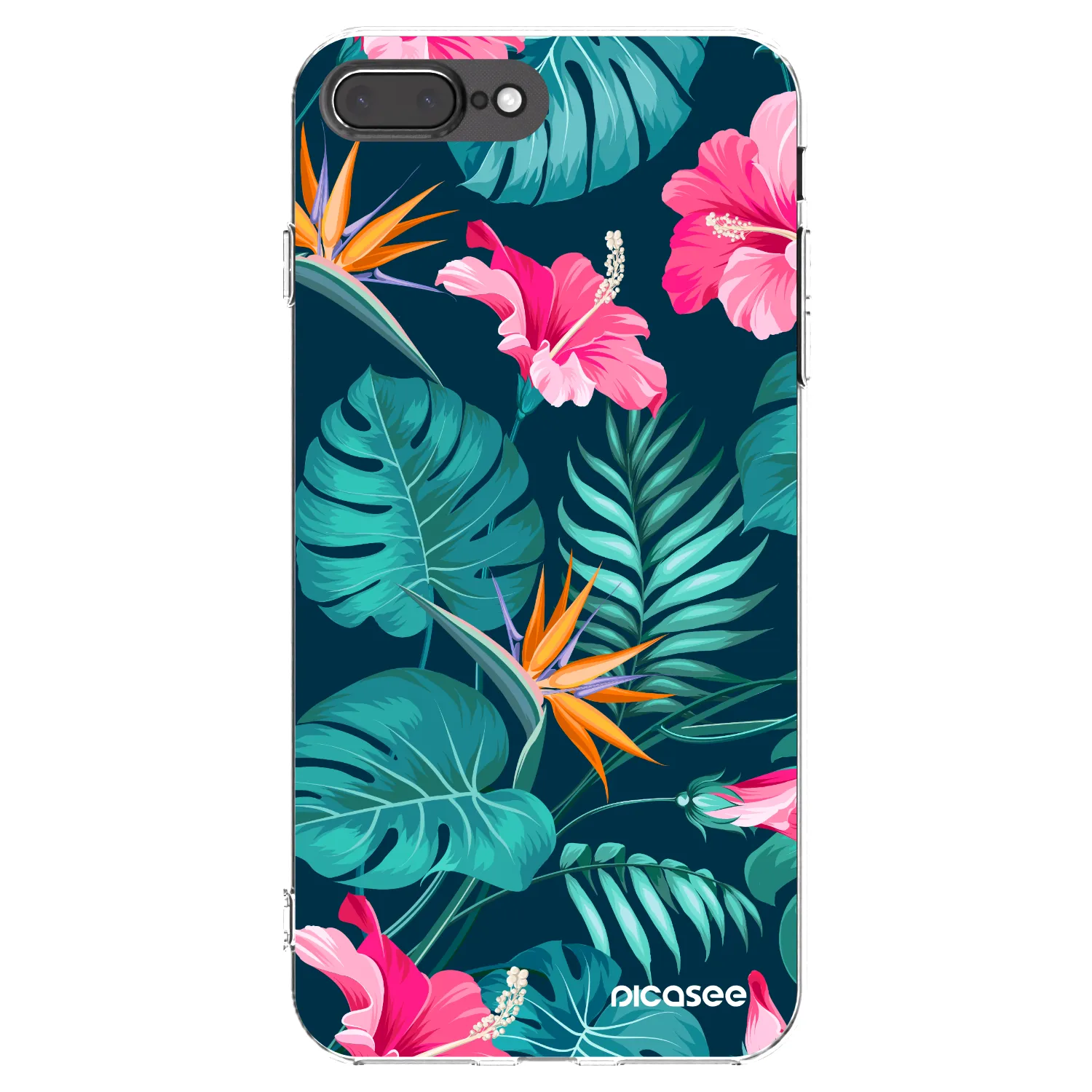 Picasee silikónový prehľadný obal pre Apple iPhone 7 Plus - Pink Monstera