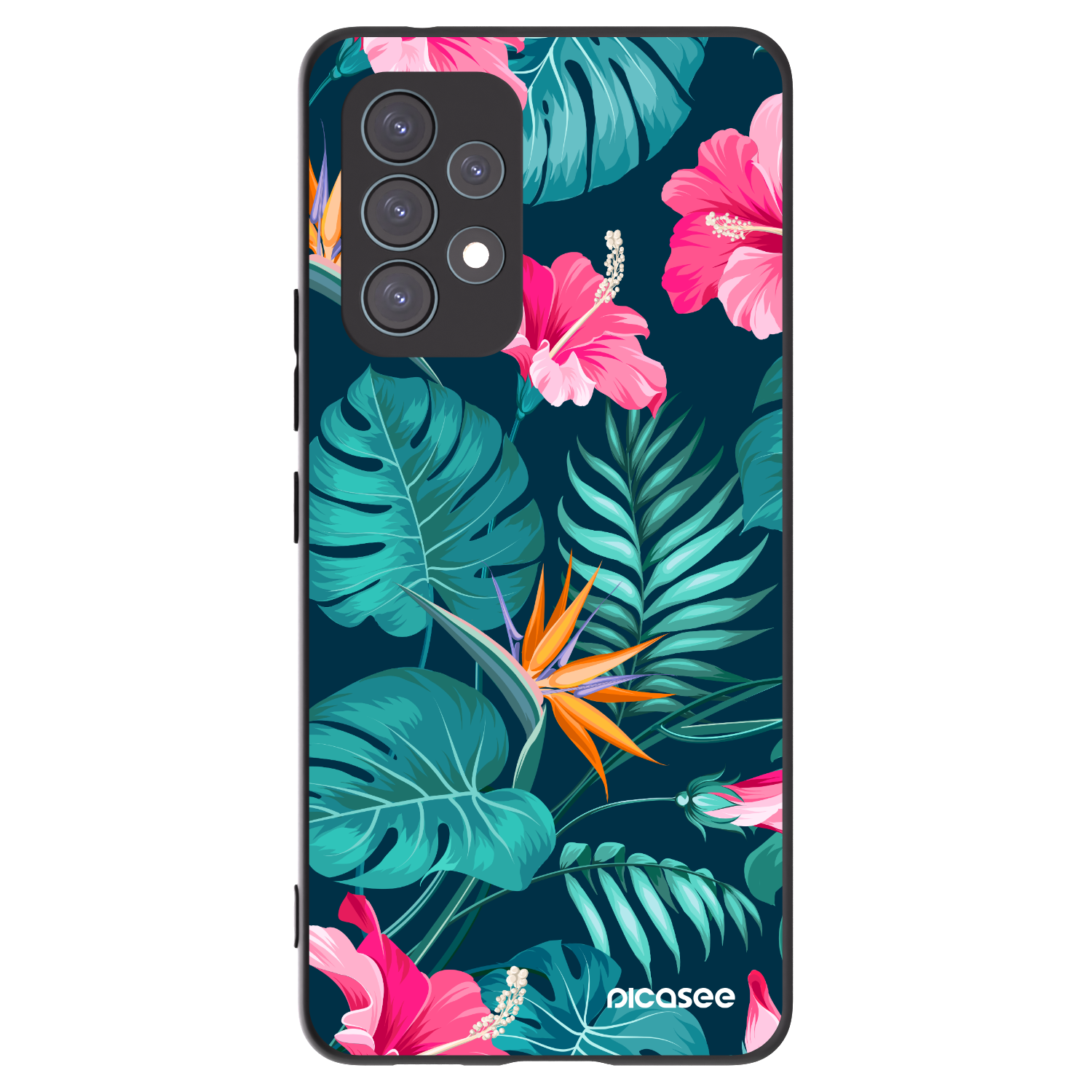 Picasee silikónový čierny obal pre Samsung Galaxy A53 5G A536 - Pink Monstera