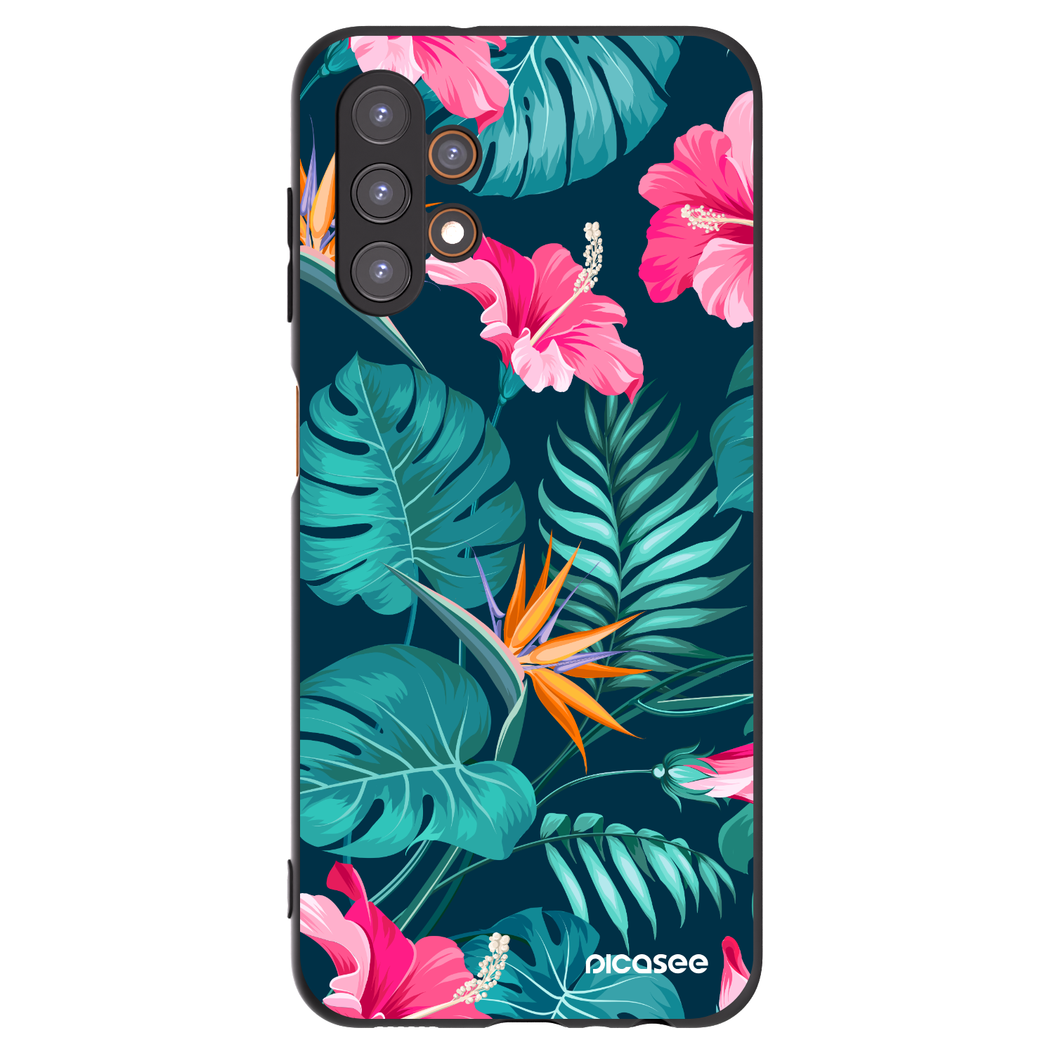 Picasee silikónový čierny obal pre Samsung Galaxy A13 4G A135 - Pink Monstera