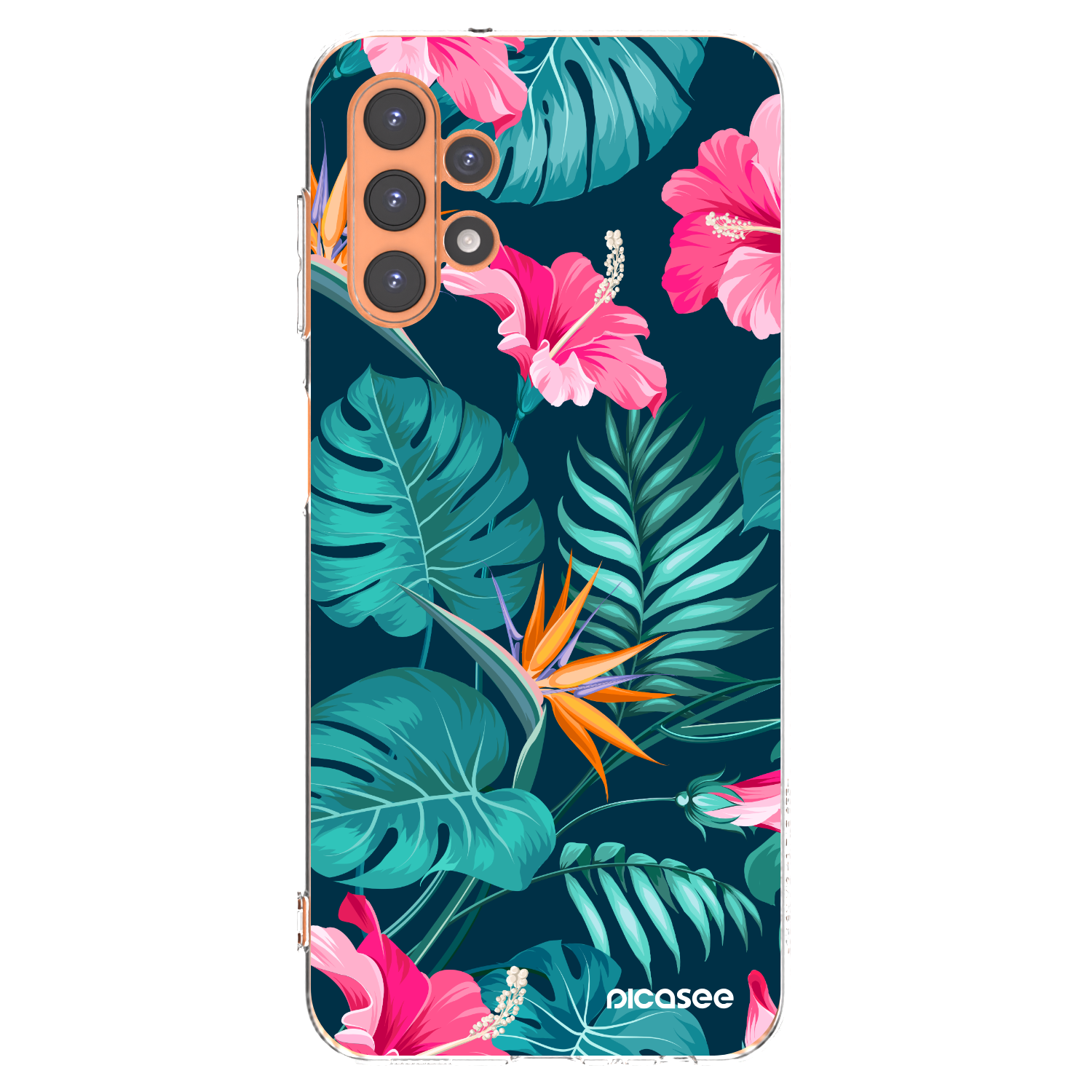 Picasee silikónový prehľadný obal pre Samsung Galaxy A13 4G A135 - Pink Monstera