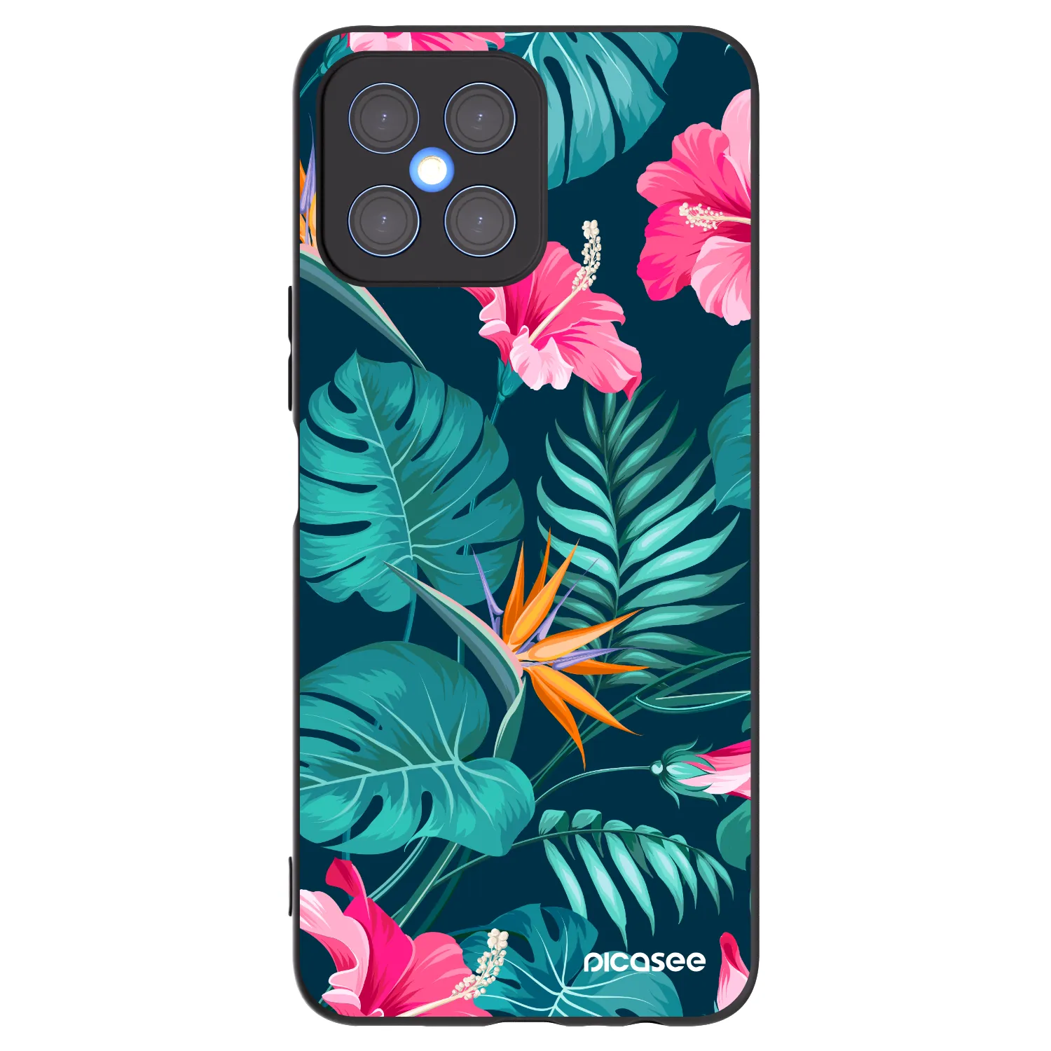 Picasee silikónový čierny obal pre Honor X8 4G - Pink Monstera