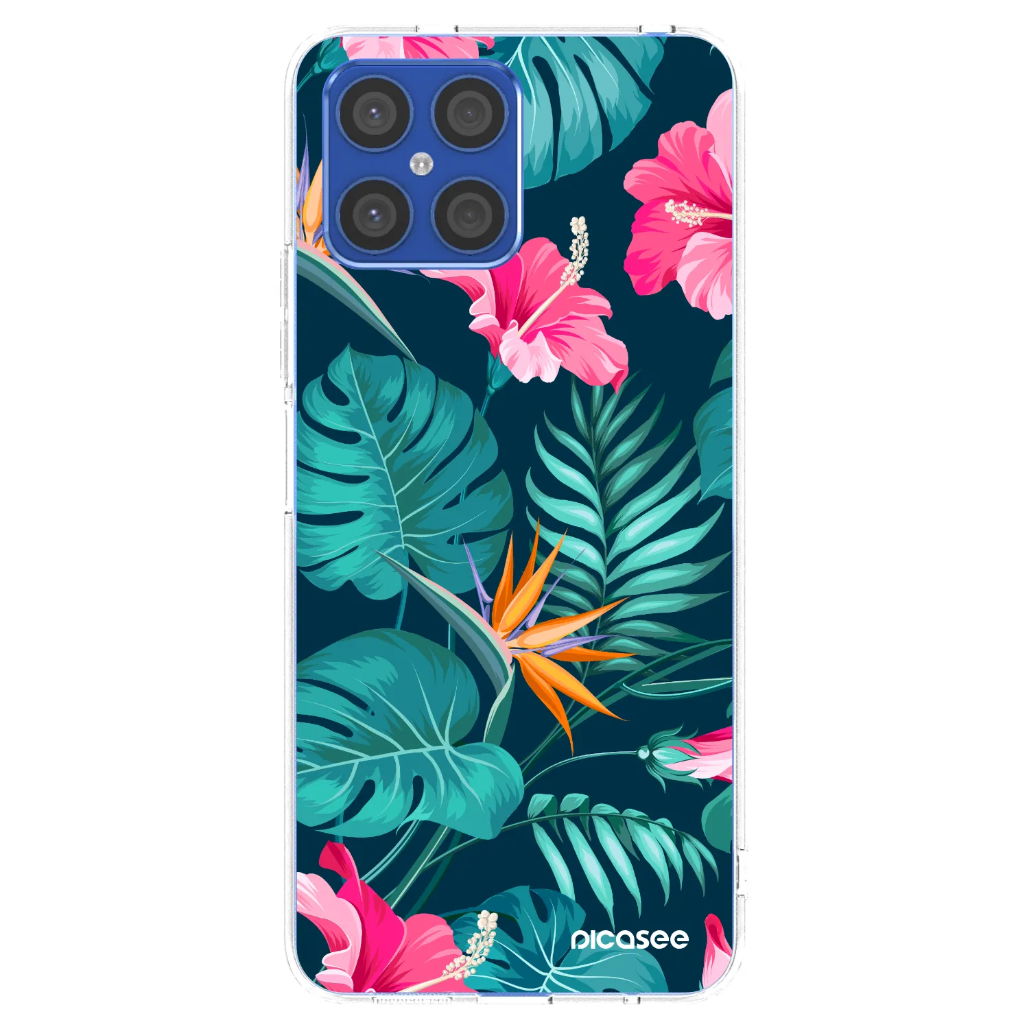 Picasee silikónový prehľadný obal pre Honor X8 4G - Pink Monstera