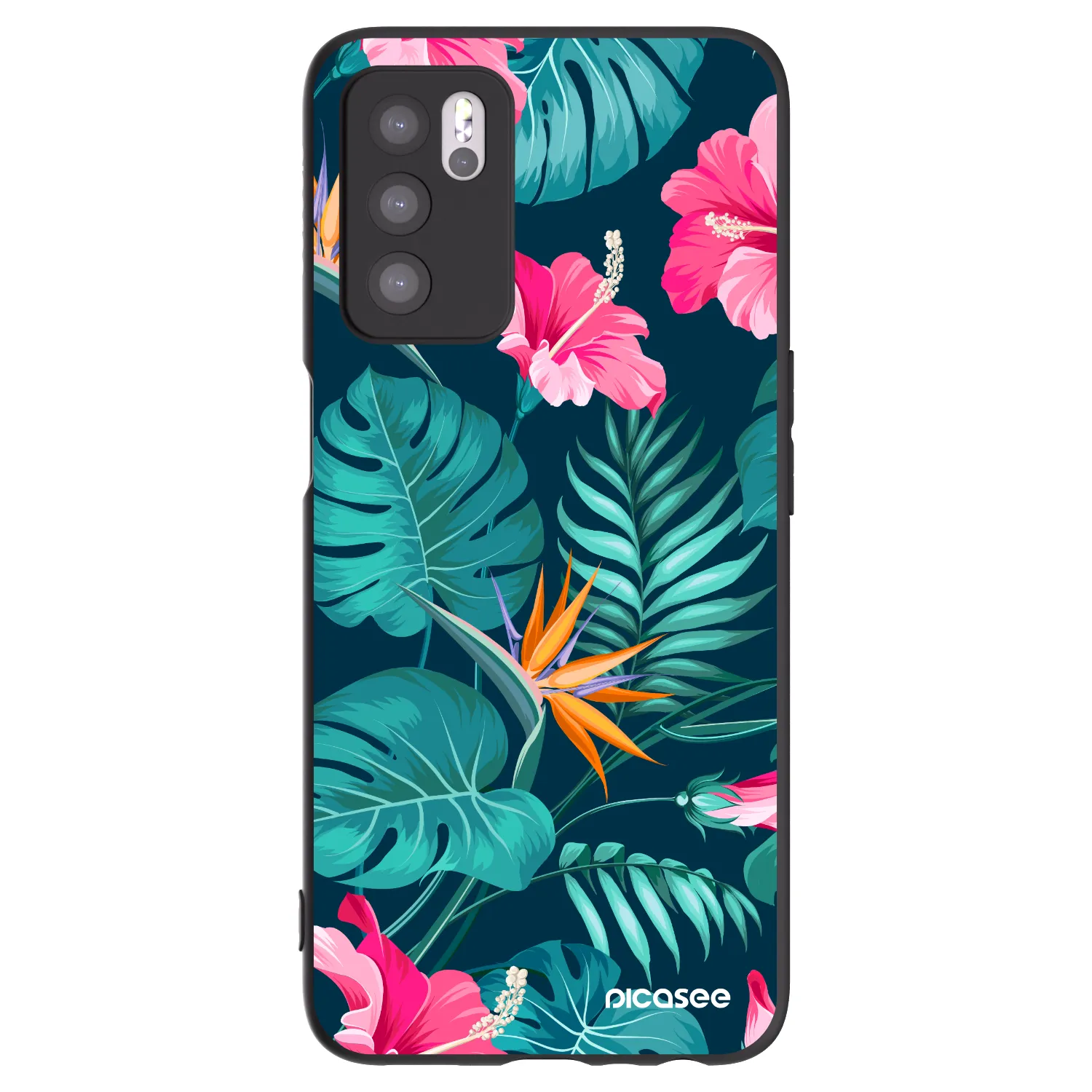 Picasee silikónový čierny obal pre OPPO A16s - Pink Monstera
