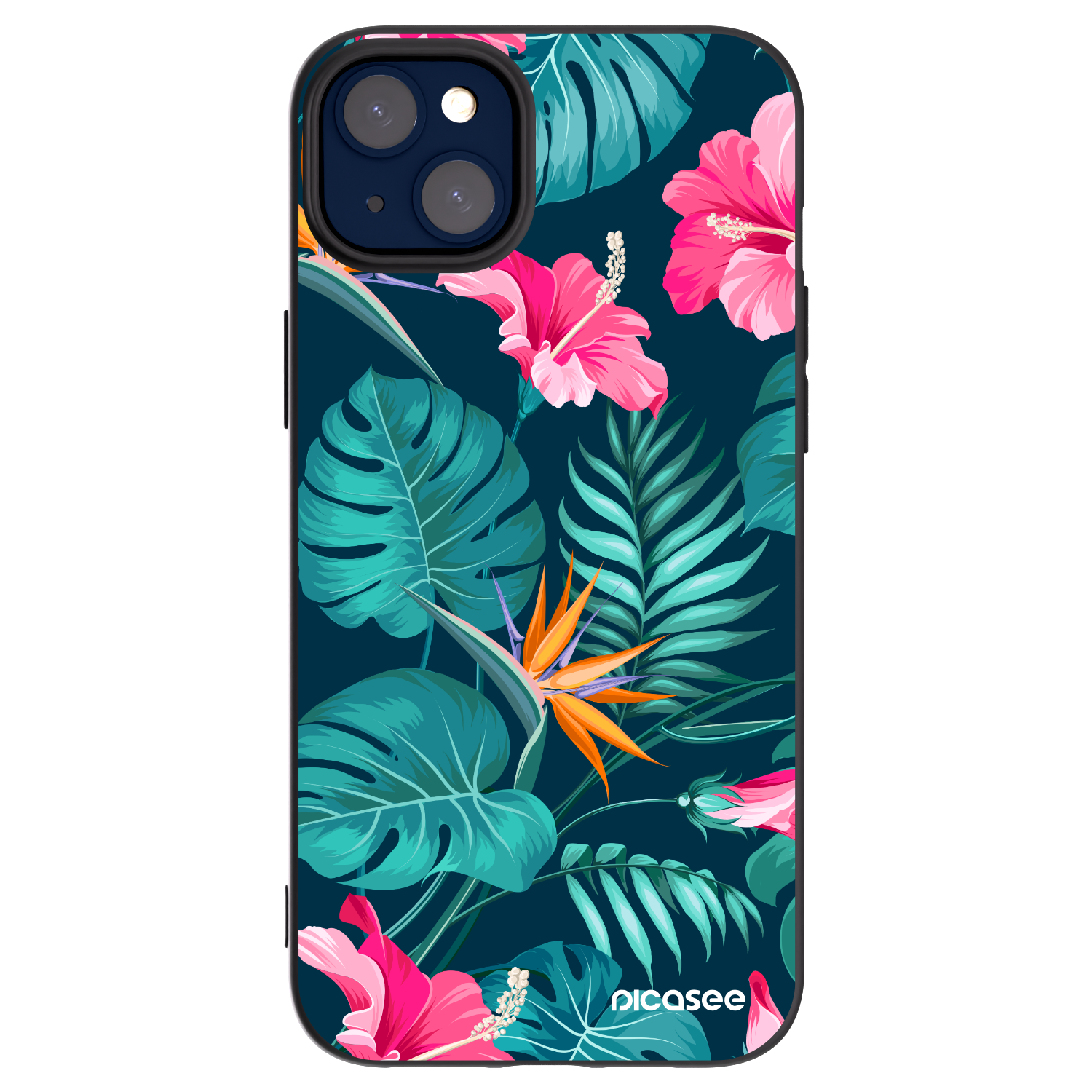Picasee silikónový čierny obal pre Apple iPhone 14 Plus - Pink Monstera
