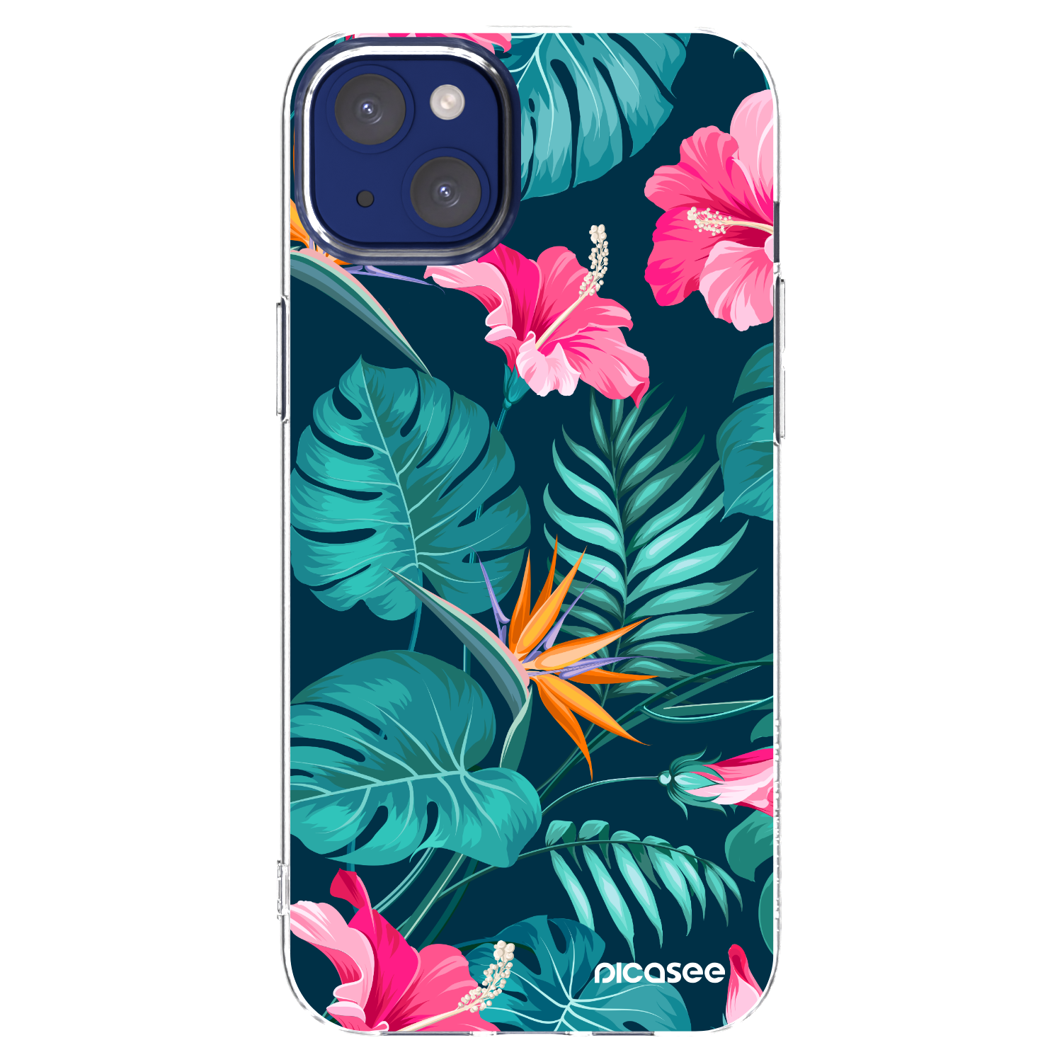 Picasee silikónový prehľadný obal pre Apple iPhone 14 Plus - Pink Monstera