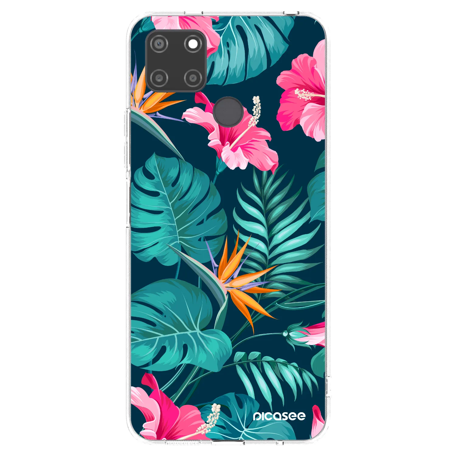 Picasee silikónový prehľadný obal pre Realme C21Y - Pink Monstera