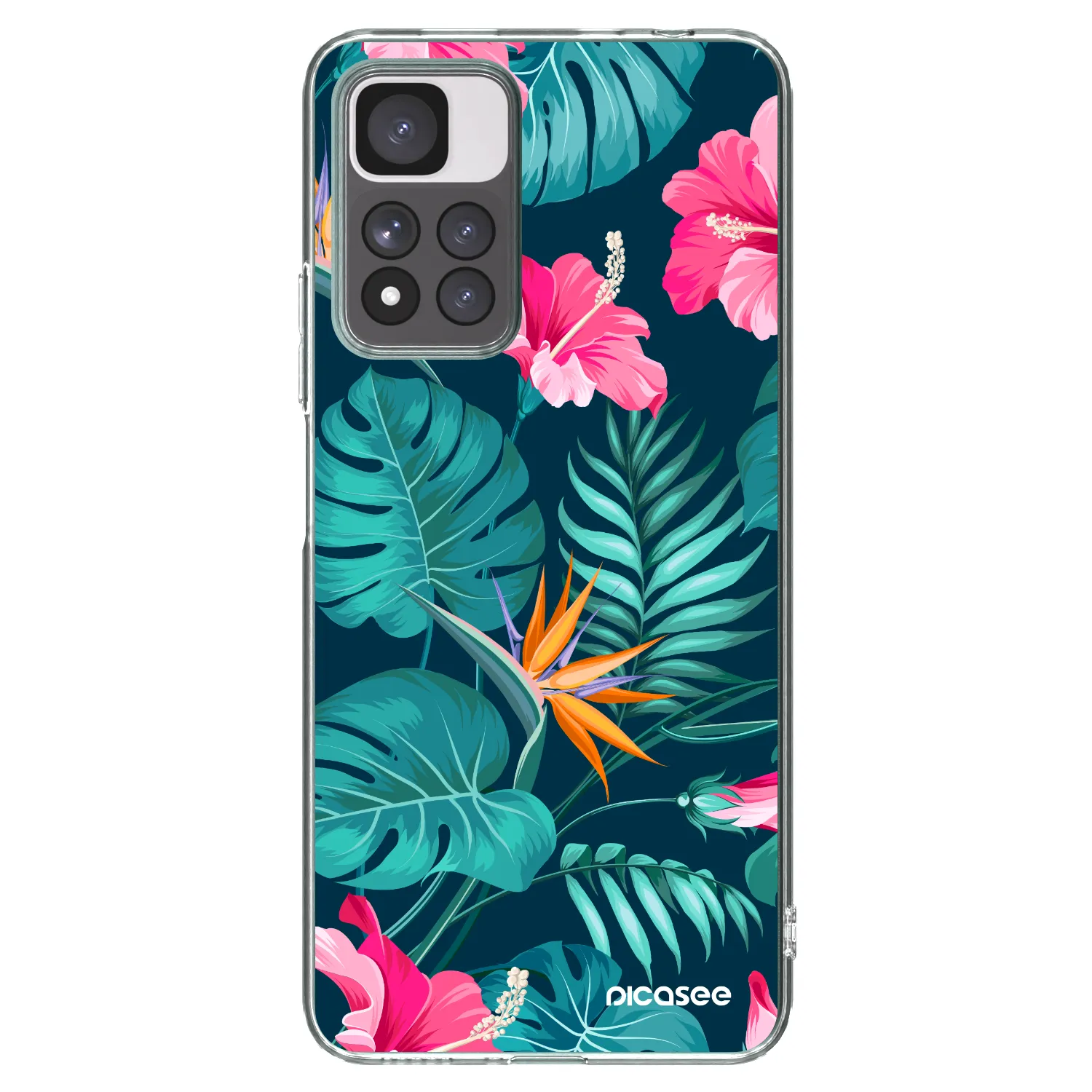 Picasee silikónový prehľadný obal pre Xiaomi Redmi Note 11 Pro+ 5G - Pink Monstera