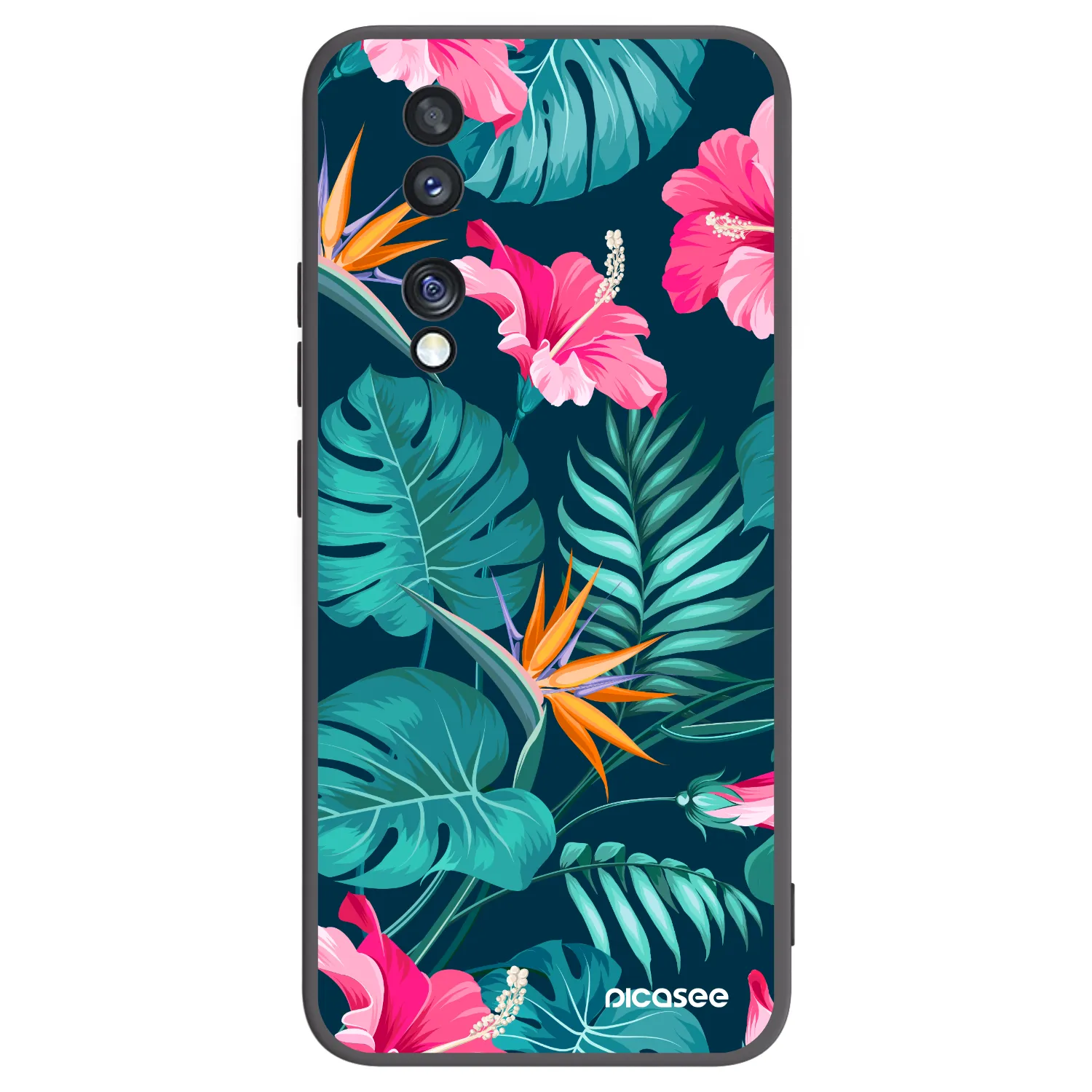 Picasee silikónový čierny obal pre Honor 70 - Pink Monstera