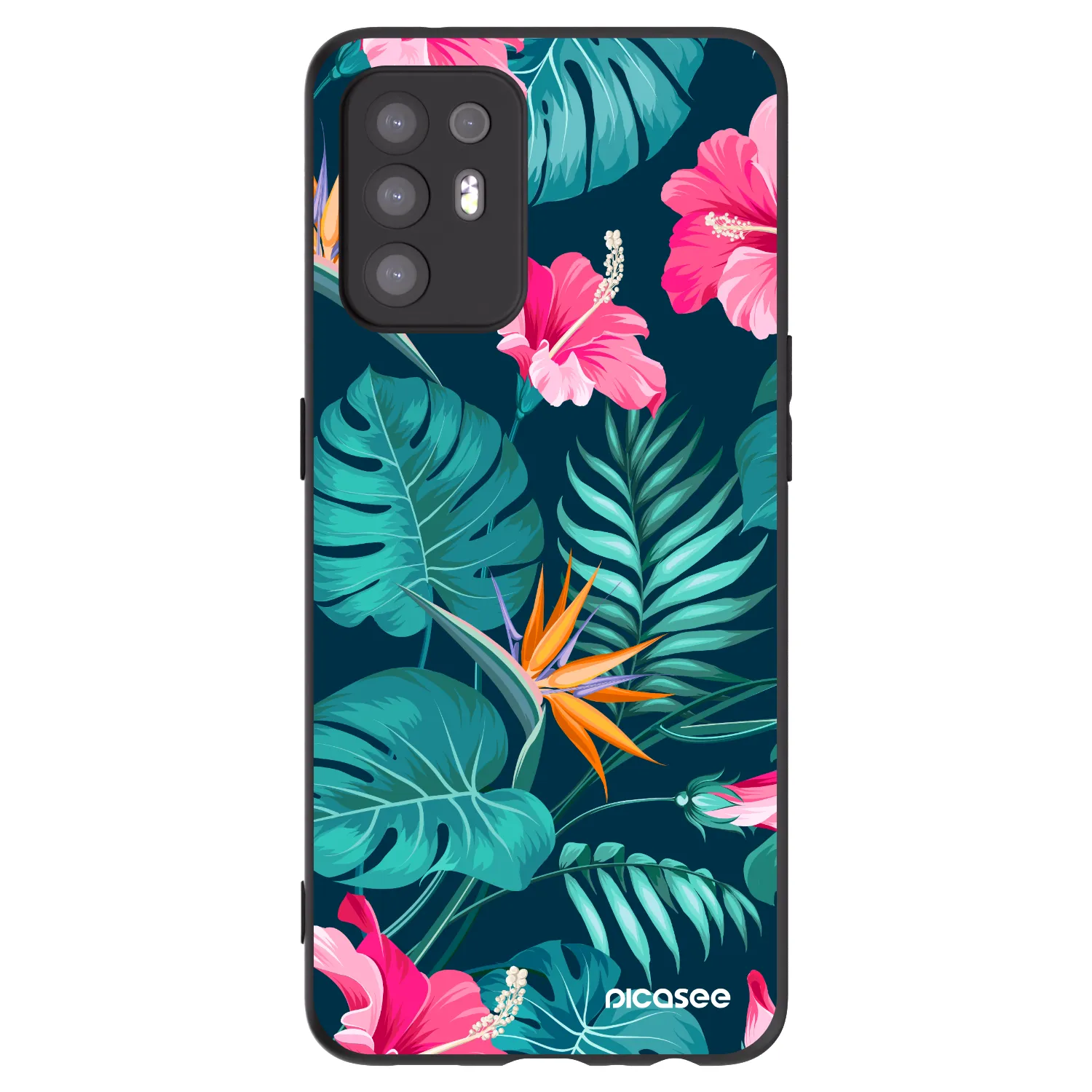 Picasee silikónový čierny obal pre OPPO A94 5G - Pink Monstera