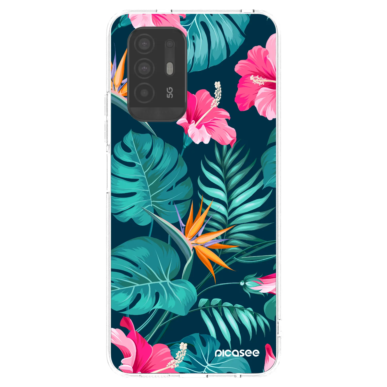 Picasee silikónový prehľadný obal pre OPPO A94 5G - Pink Monstera