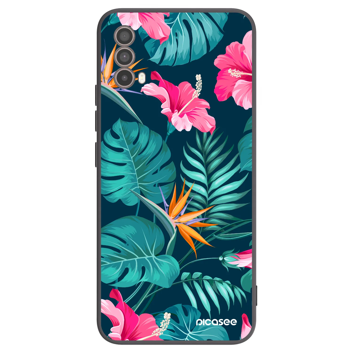 Picasee silikónový čierny obal pre Motorola Moto E40 - Pink Monstera
