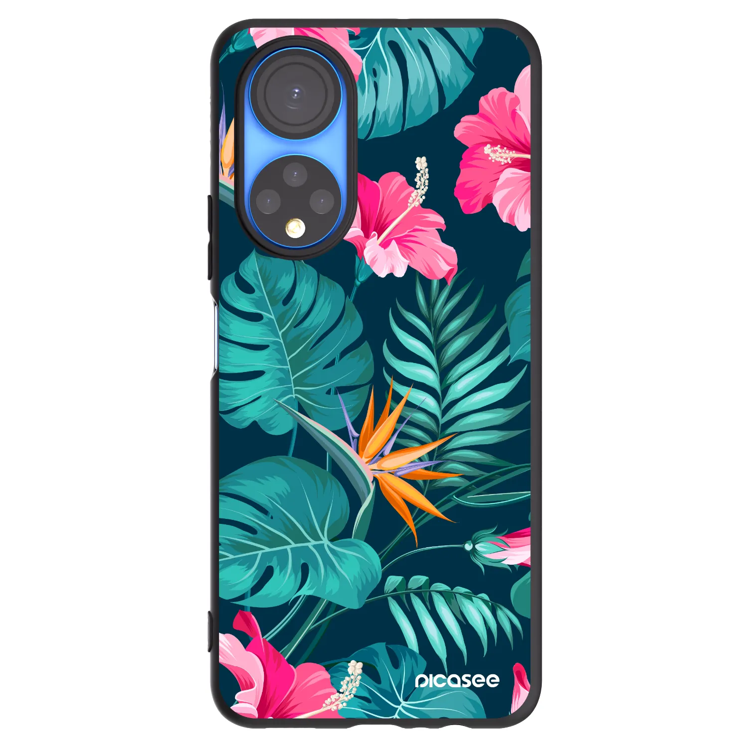 Picasee silikónový čierny obal pre Honor X7 - Pink Monstera