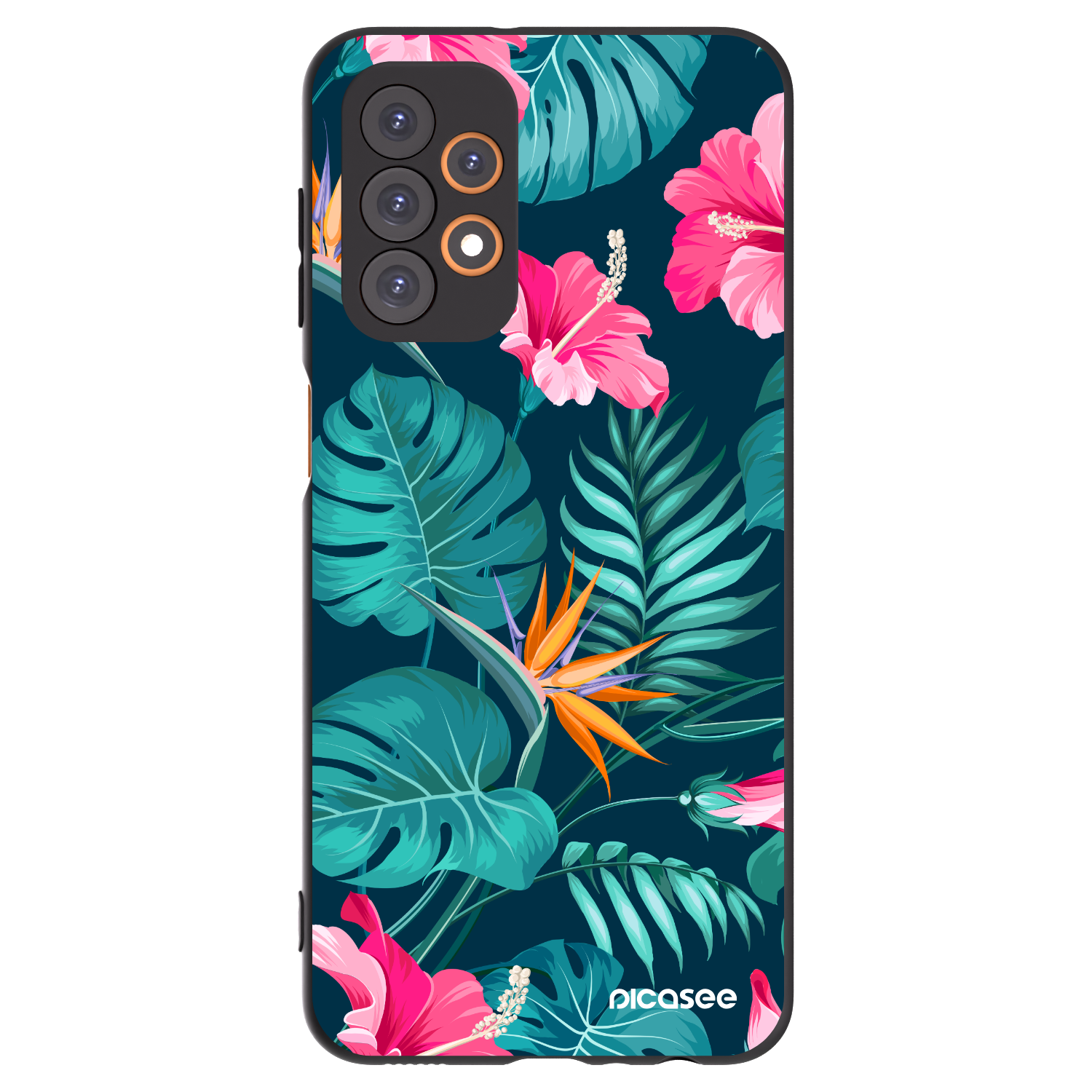 Picasee silikónový čierny obal pre Samsung Galaxy A23 A235F 4G - Pink Monstera
