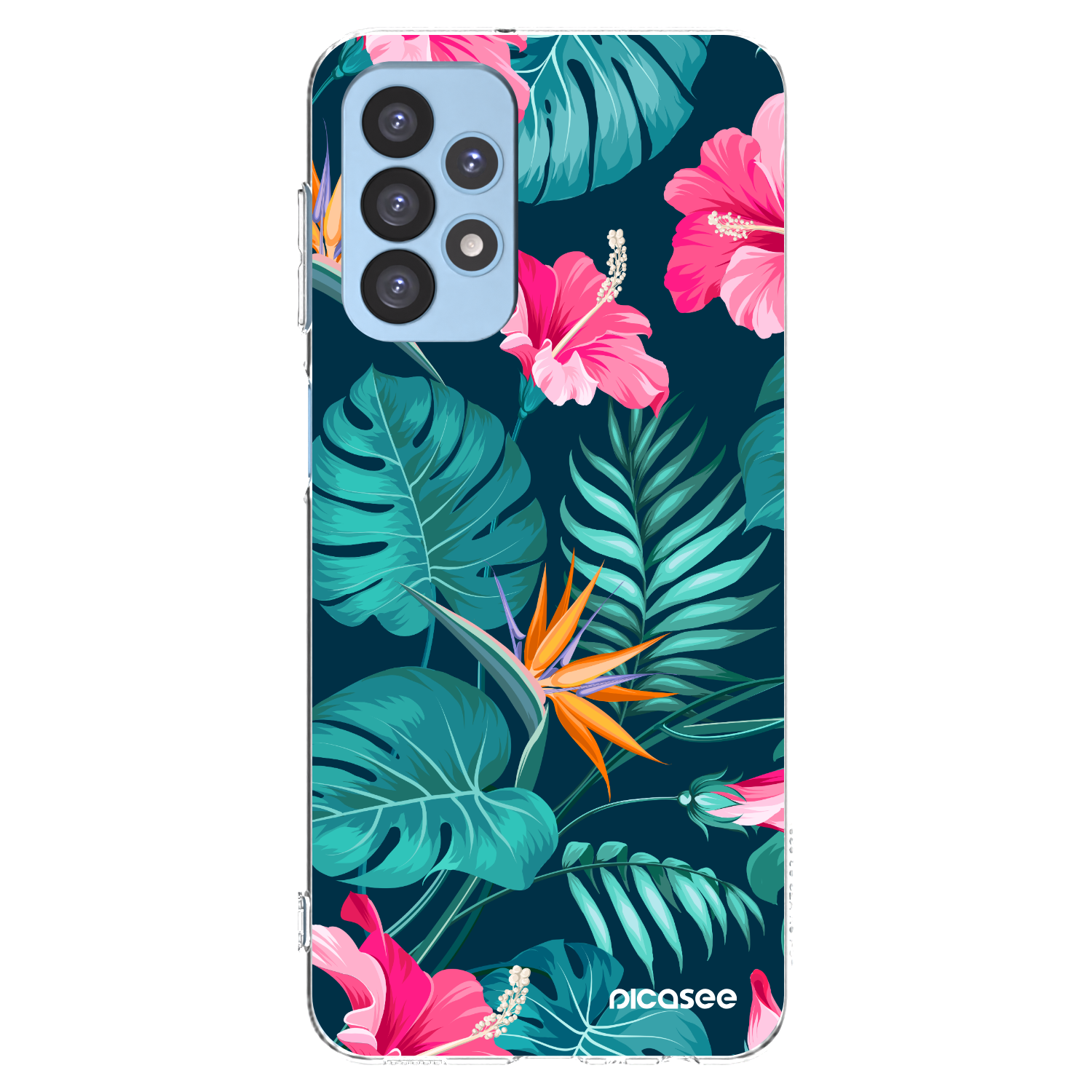 Picasee silikónový prehľadný obal pre Samsung Galaxy A23 A235F 4G - Pink Monstera