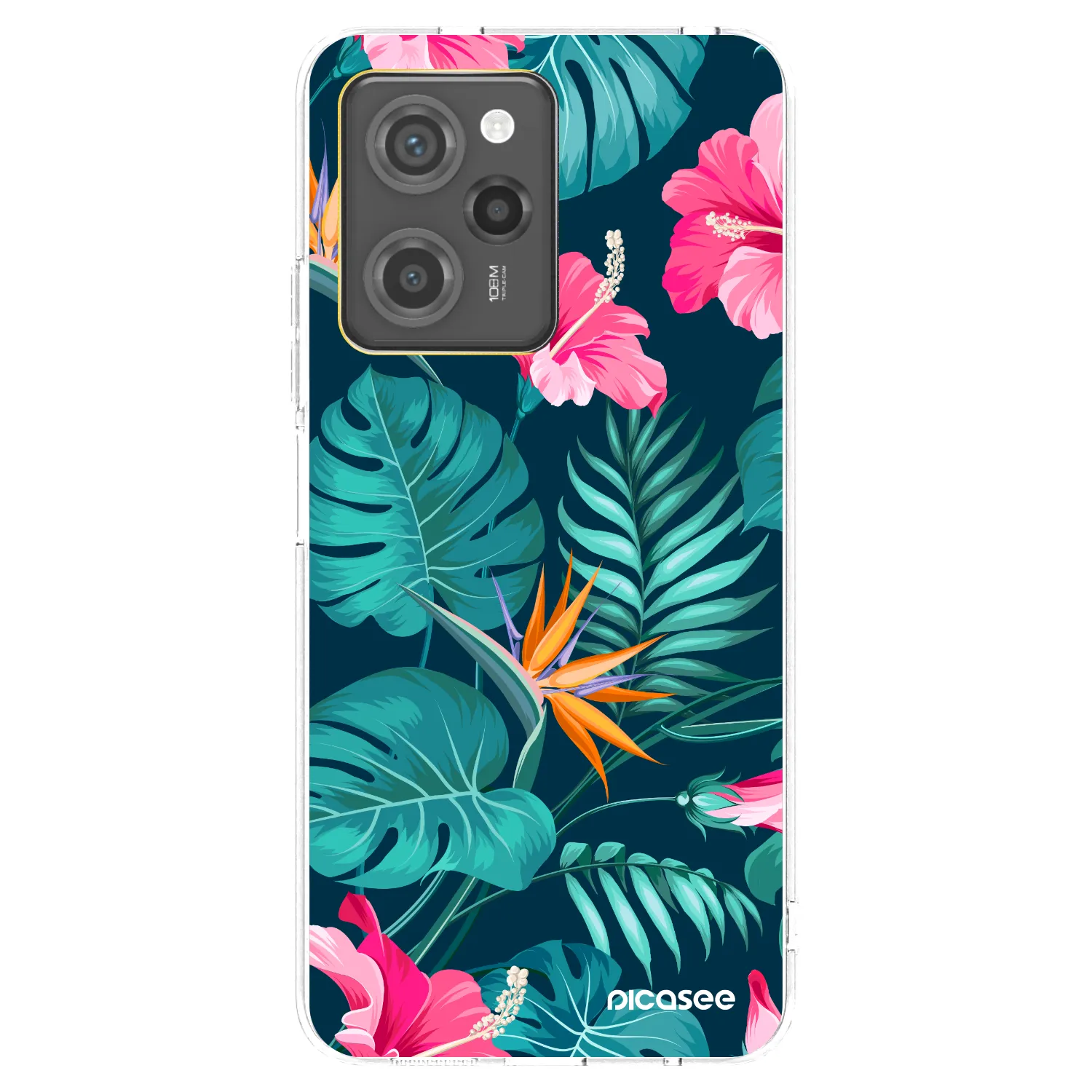 Picasee silikónový čierny obal pre Xiaomi Poco X5 Pro - Pink Monstera