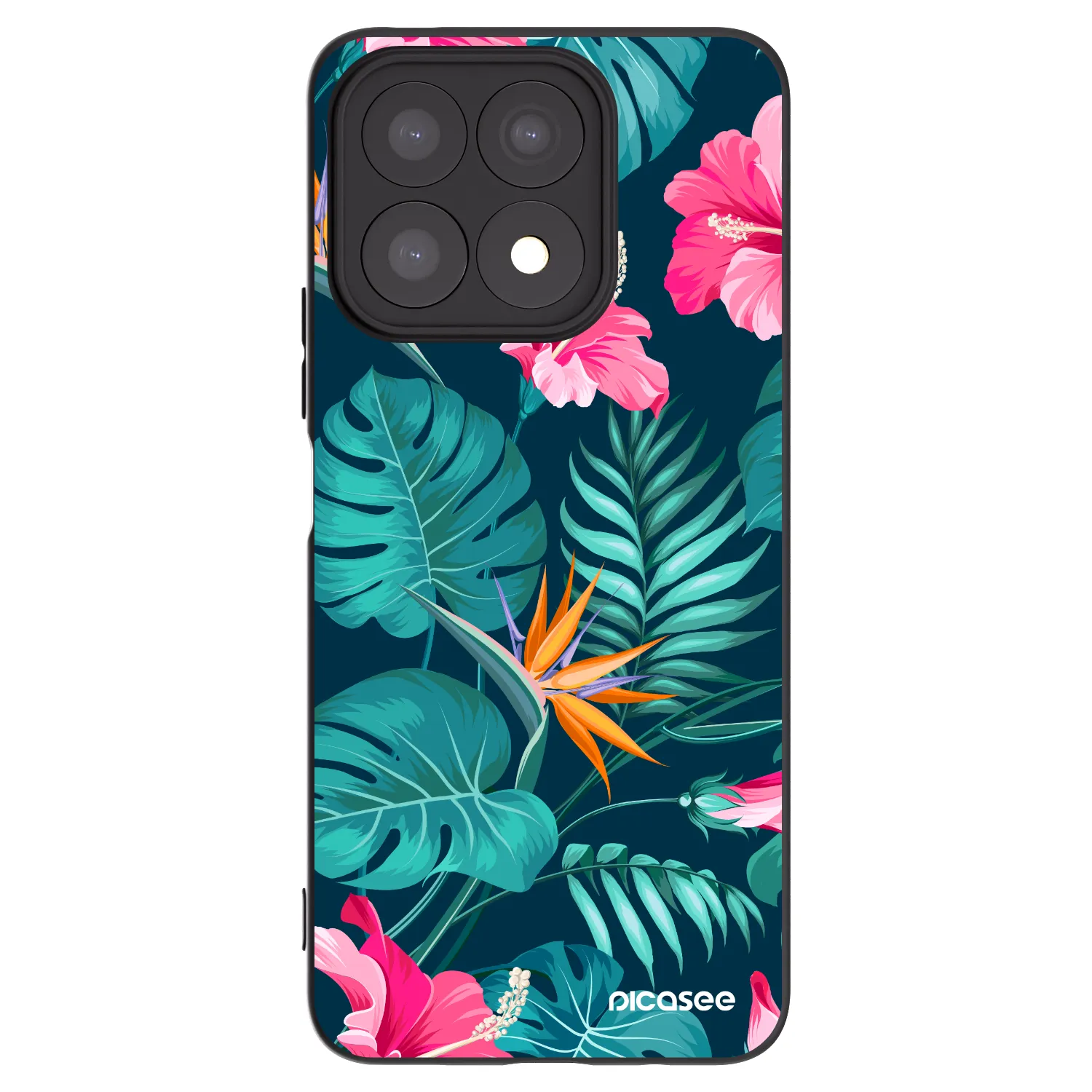Picasee silikónový čierny obal pre Honor X8a - Pink Monstera