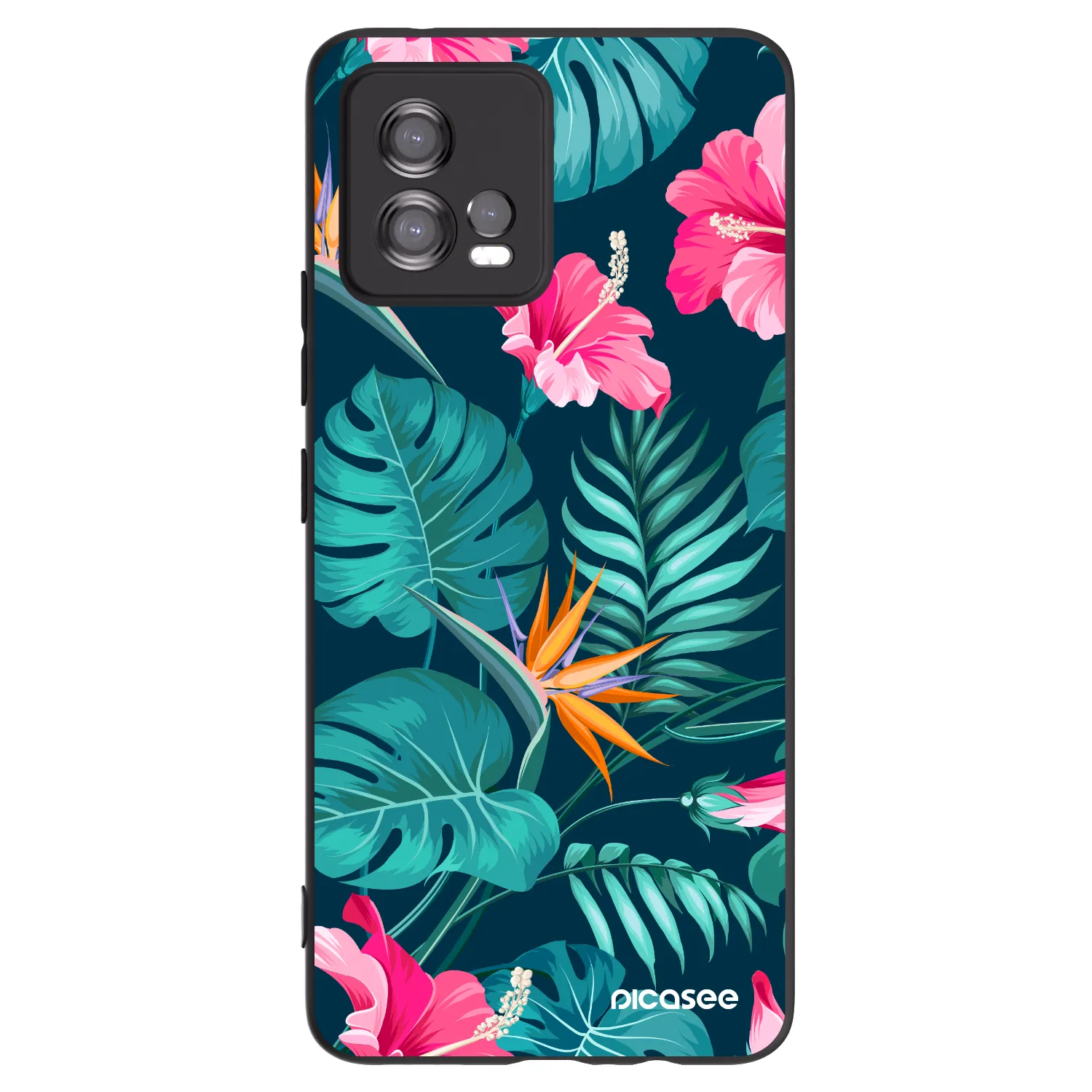 Picasee silikónový čierny obal pre Motorola Moto G72 - Pink Monstera