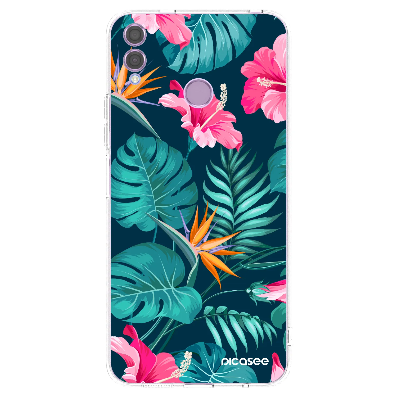 Picasee silikónový prehľadný obal pre Honor 8X - Pink Monstera
