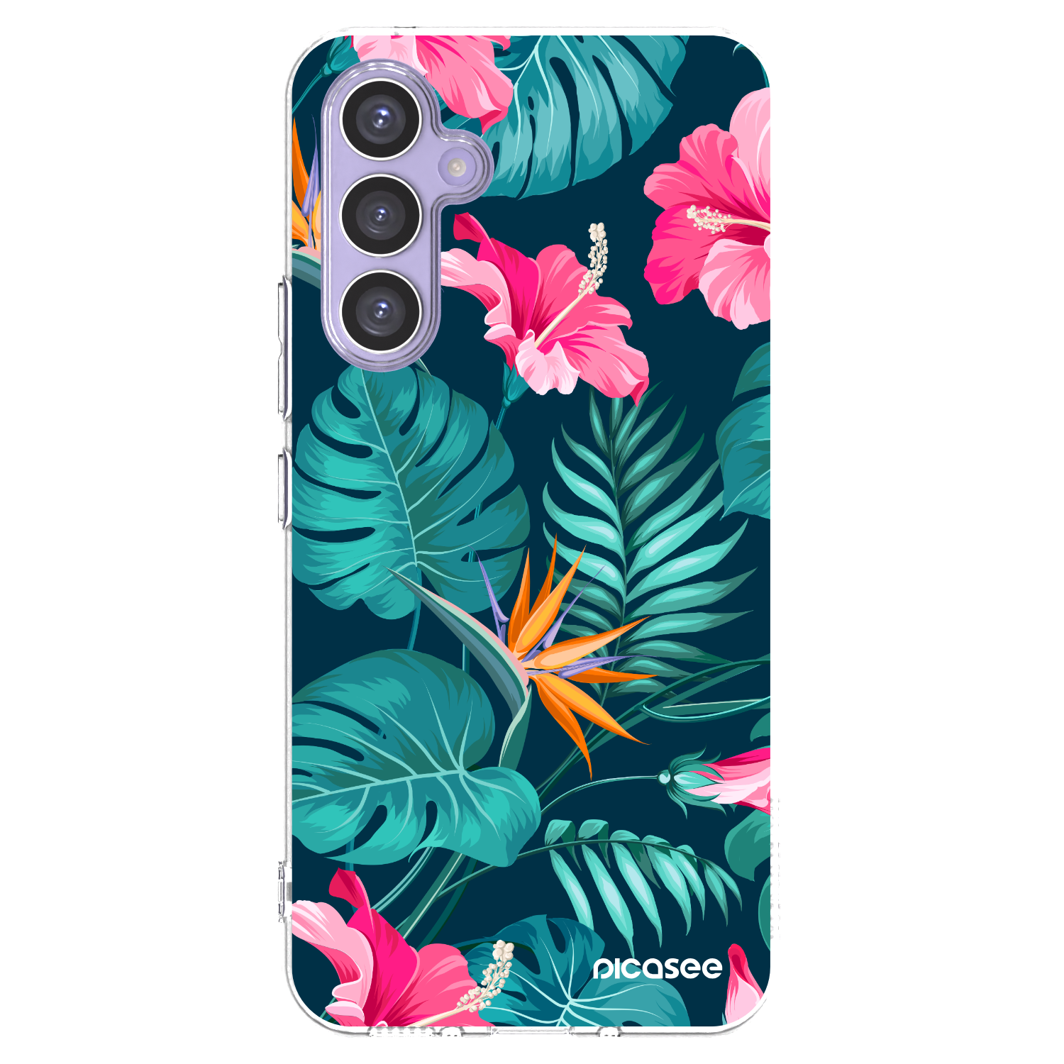 Picasee silikónový prehľadný obal pre Samsung Galaxy A54 5G A546B - Pink Monstera