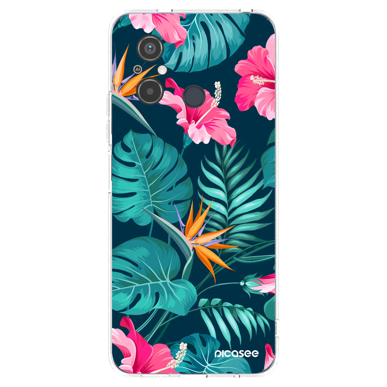 Picasee silikónový prehľadný obal pre Xiaomi Redmi 12C - Pink Monstera