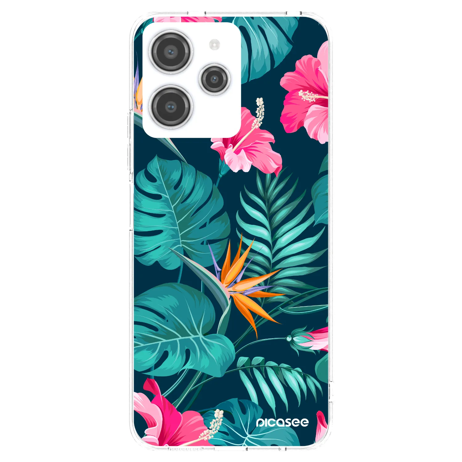Picasee silikónový prehľadný obal pre Xiaomi Redmi 12 4G - Pink Monstera