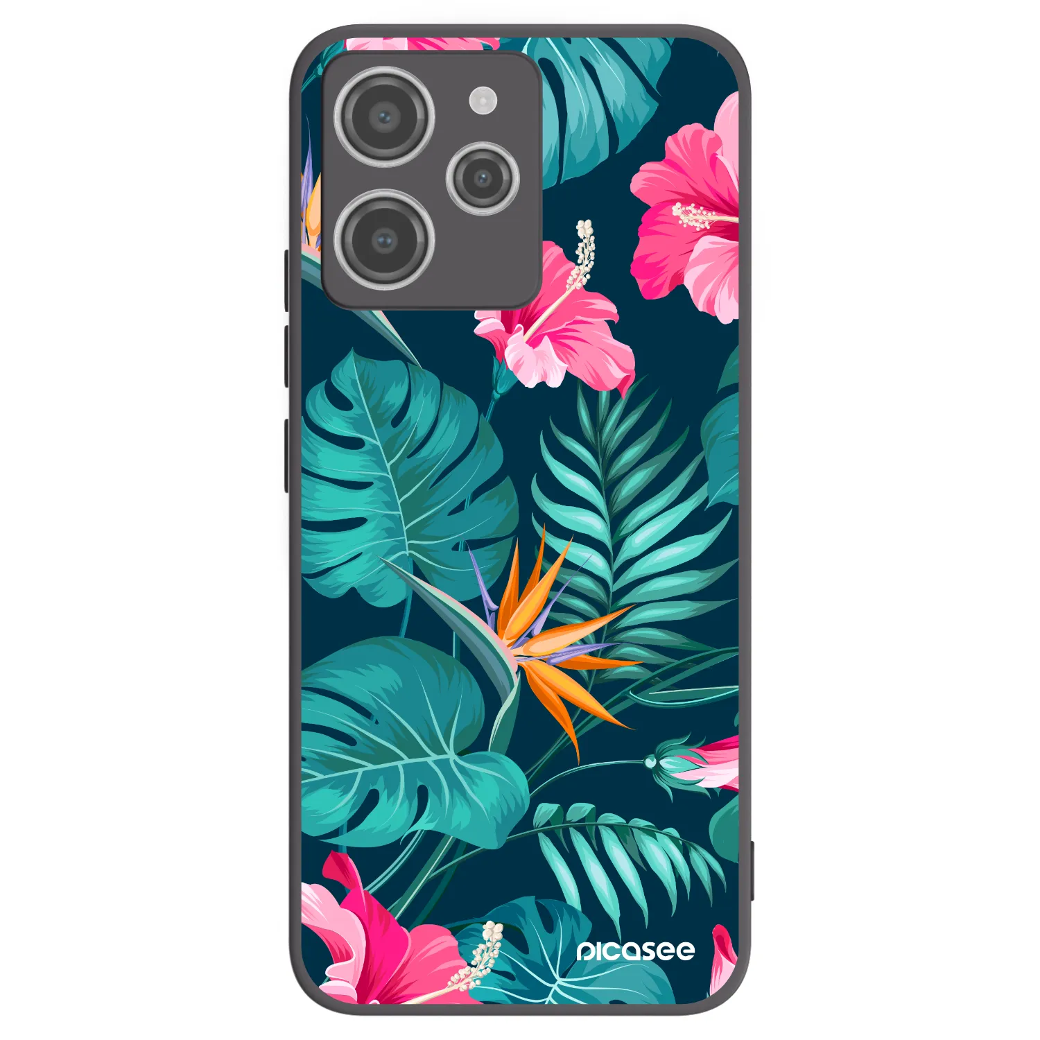 Picasee silikónový čierny obal pre Xiaomi Redmi 12 4G - Pink Monstera