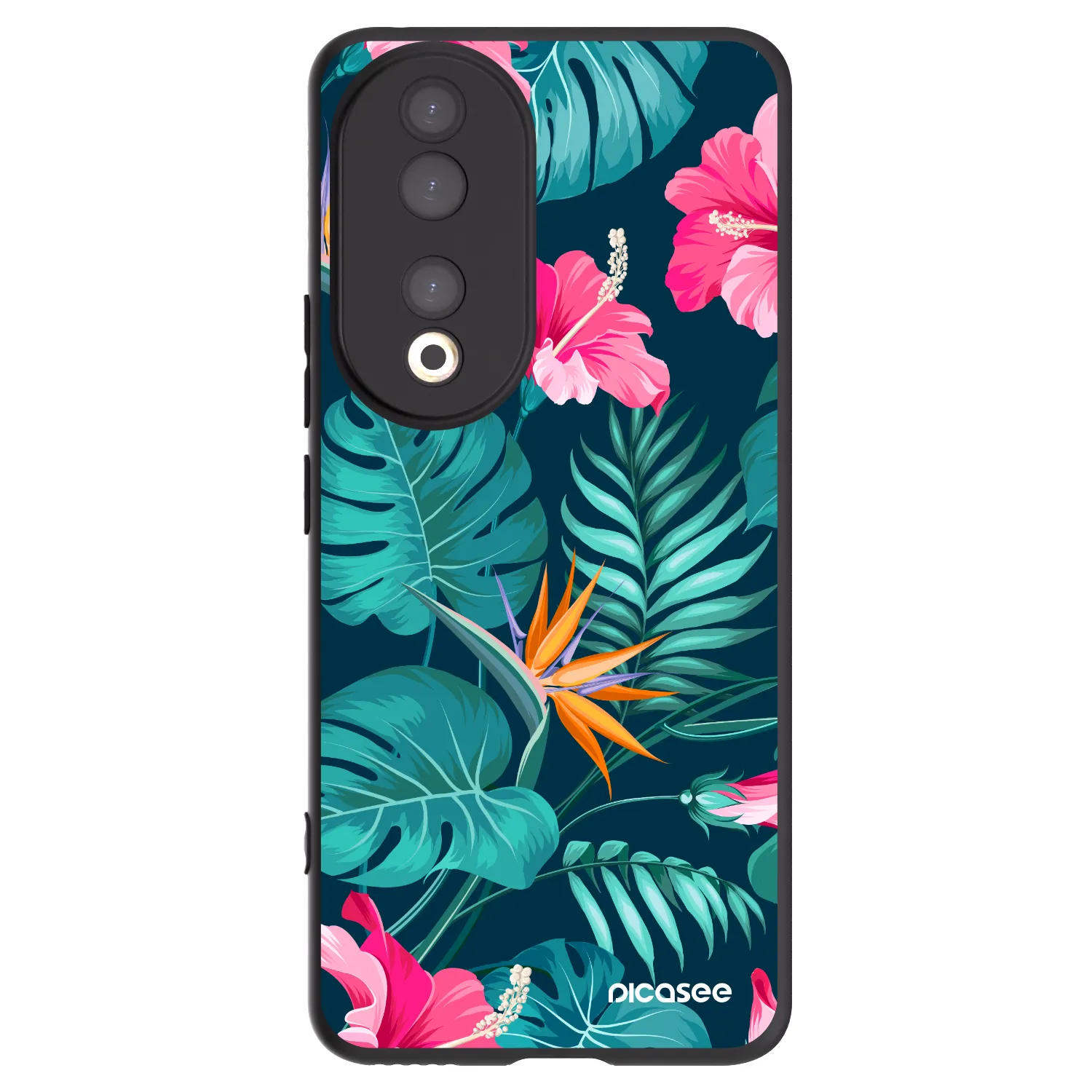 Picasee silikónový čierny obal pre Honor 90 5G - Pink Monstera