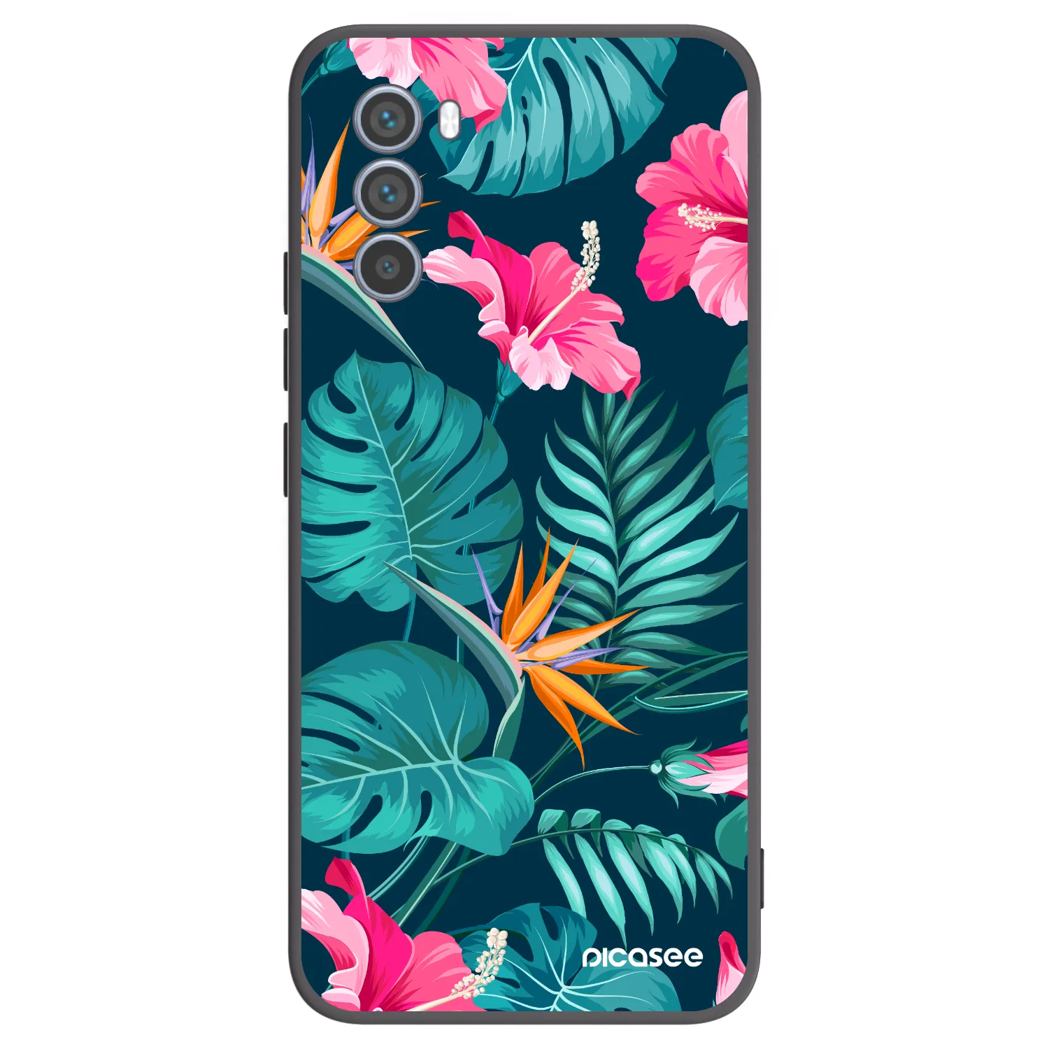 Picasee silikónový čierny obal pre Motorola Moto G62 - Pink Monstera
