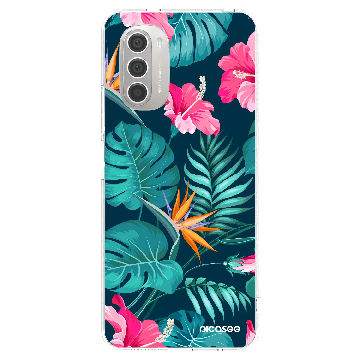 Picasee silikónový prehľadný obal pre Motorola Moto G51 - Pink Monstera