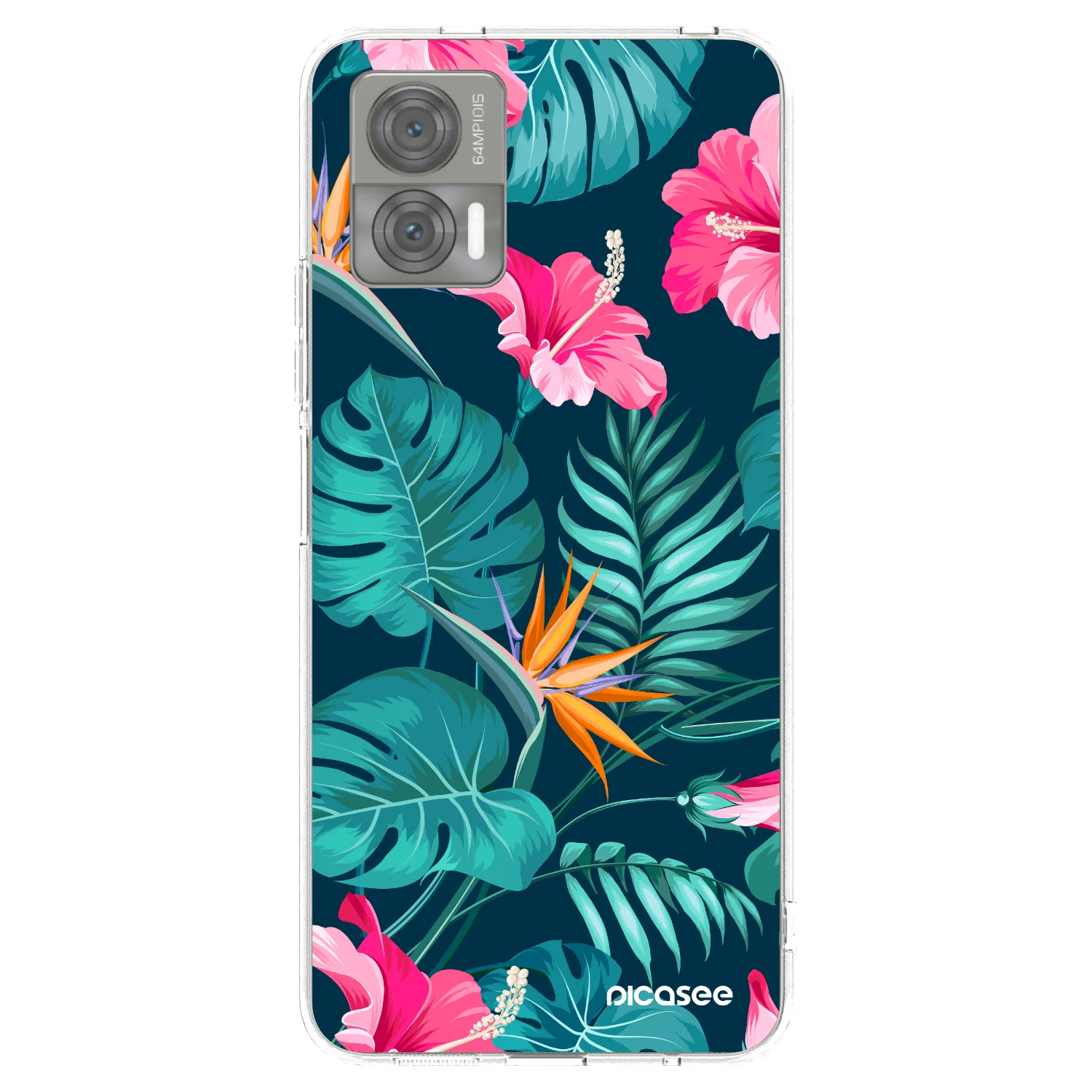 Picasee silikónový prehľadný obal pre Motorola Edge 30 Neo - Pink Monstera