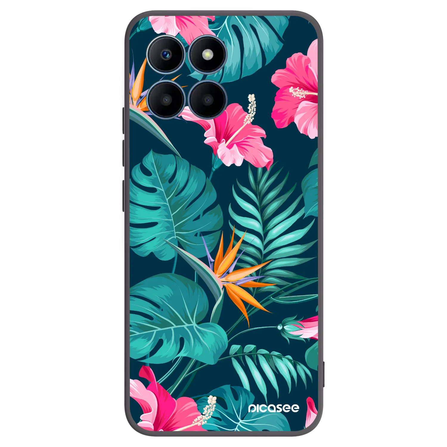 Picasee silikónový čierny obal pre Honor 70 Lite - Pink Monstera