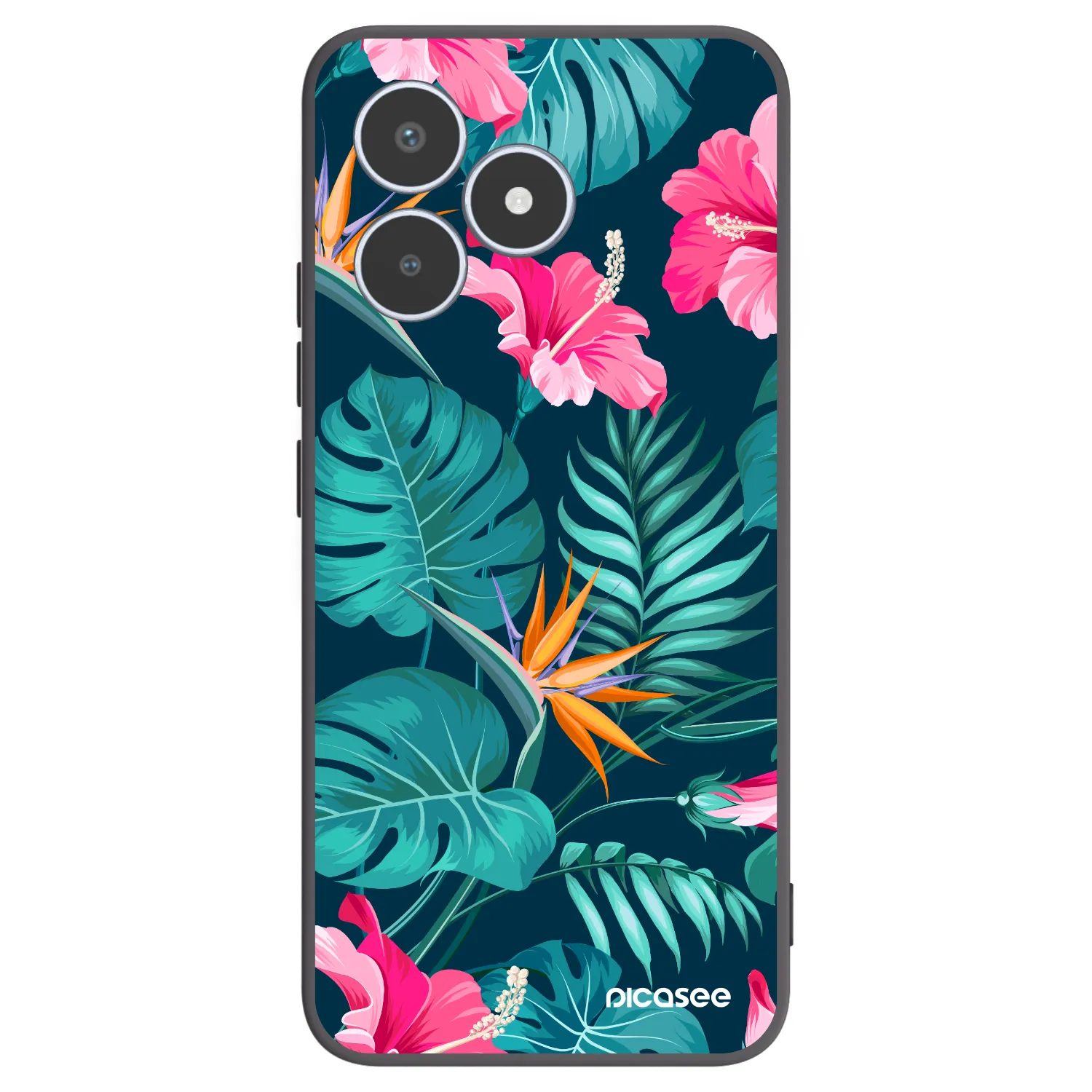 Picasee silikónový čierny obal pre Realme C53 - Pink Monstera