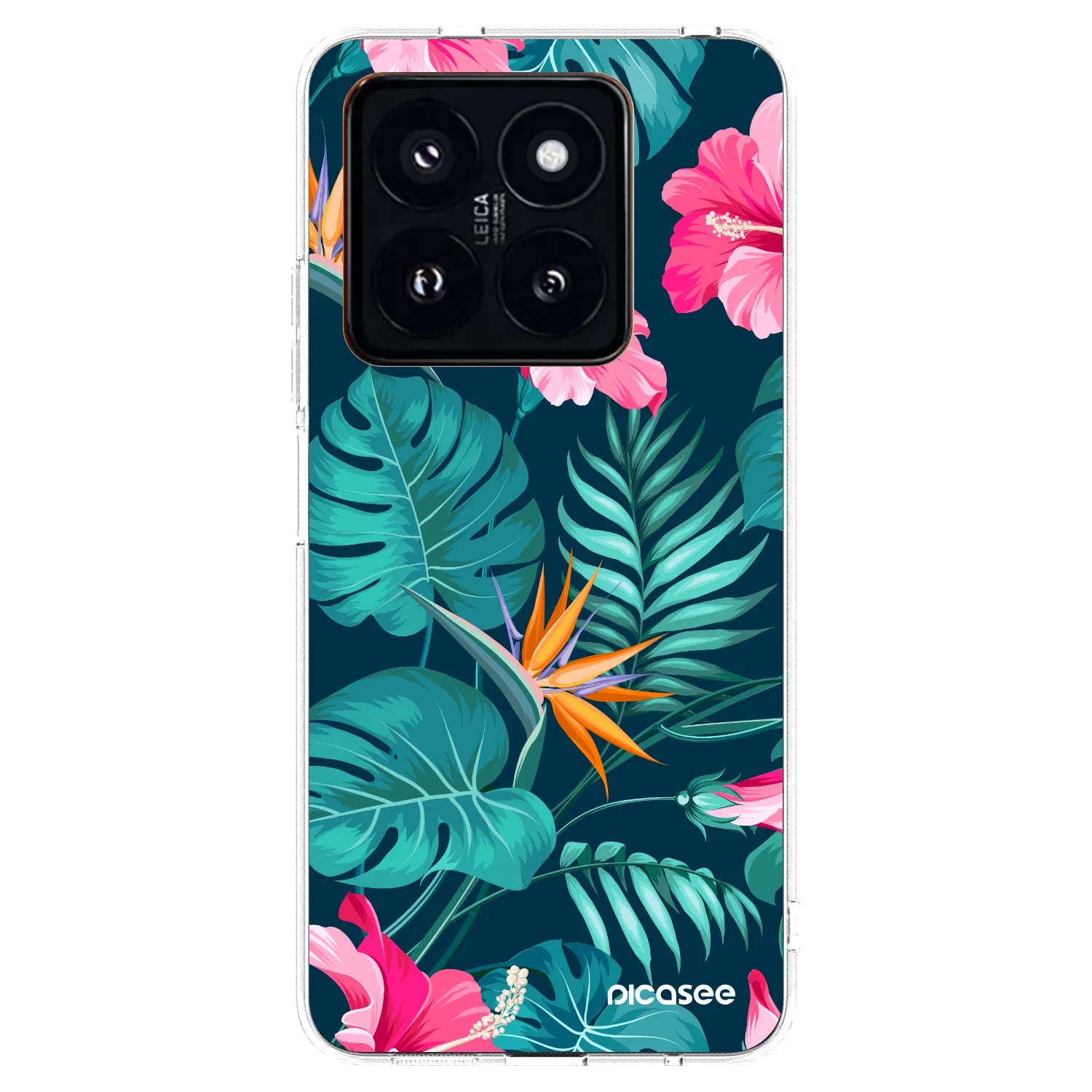 Picasee silikónový prehľadný obal pre Xiaomi 14 Pro - Pink Monstera
