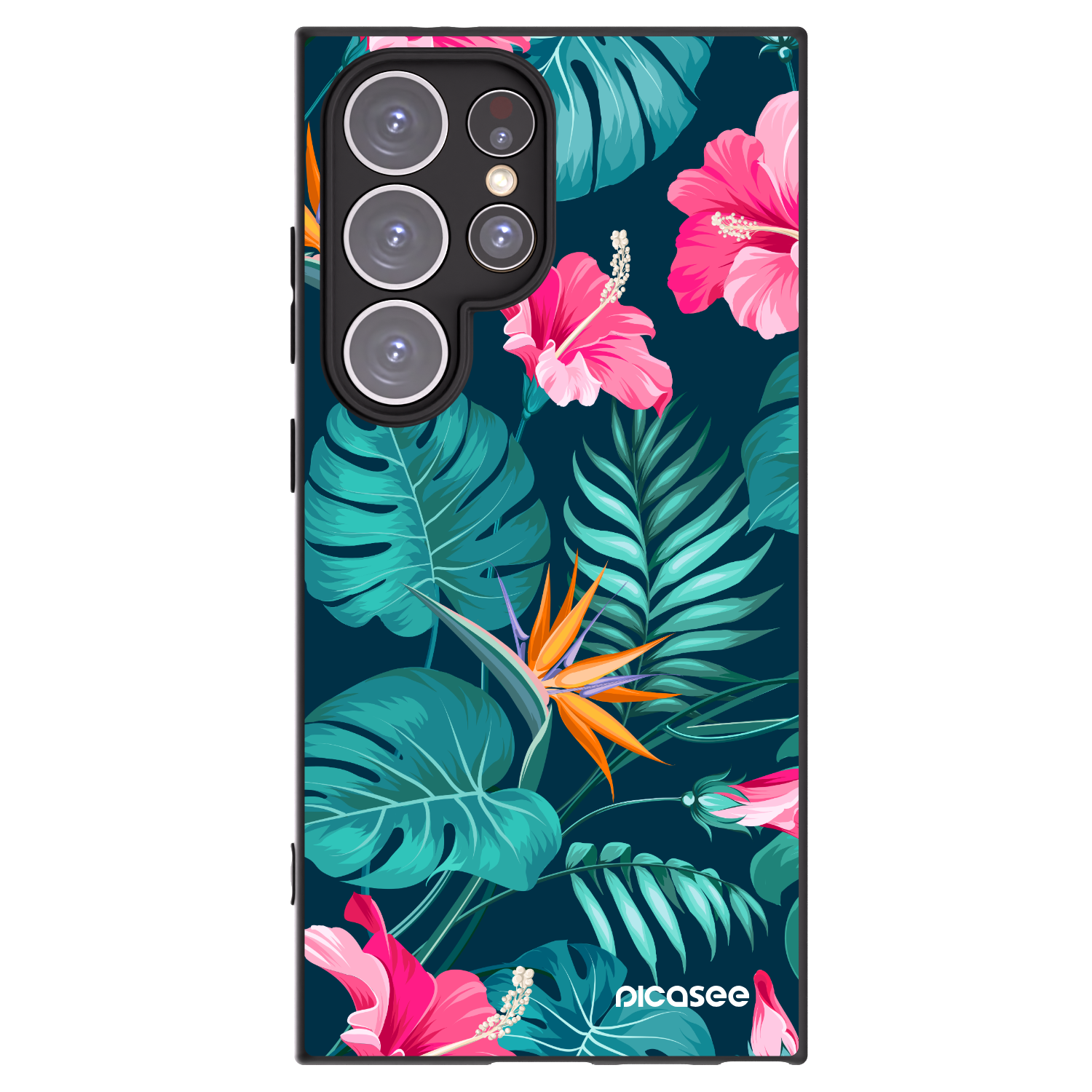 Picasee silikónový čierny obal pre Samsung Galaxy S24 Ultra S928B 5G - Pink Monstera