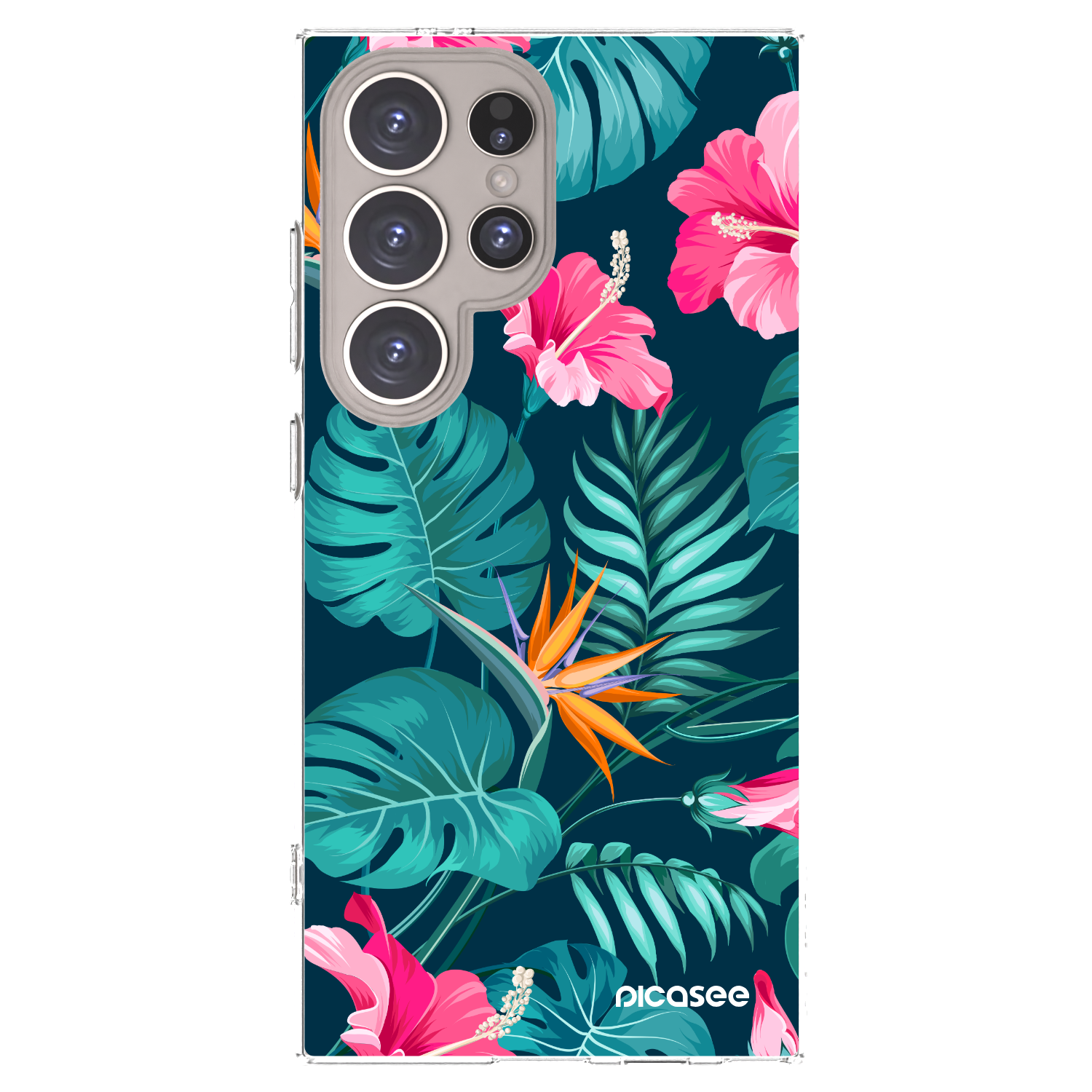 Picasee silikónový prehľadný obal pre Samsung Galaxy S24 Ultra S928B 5G - Pink Monstera