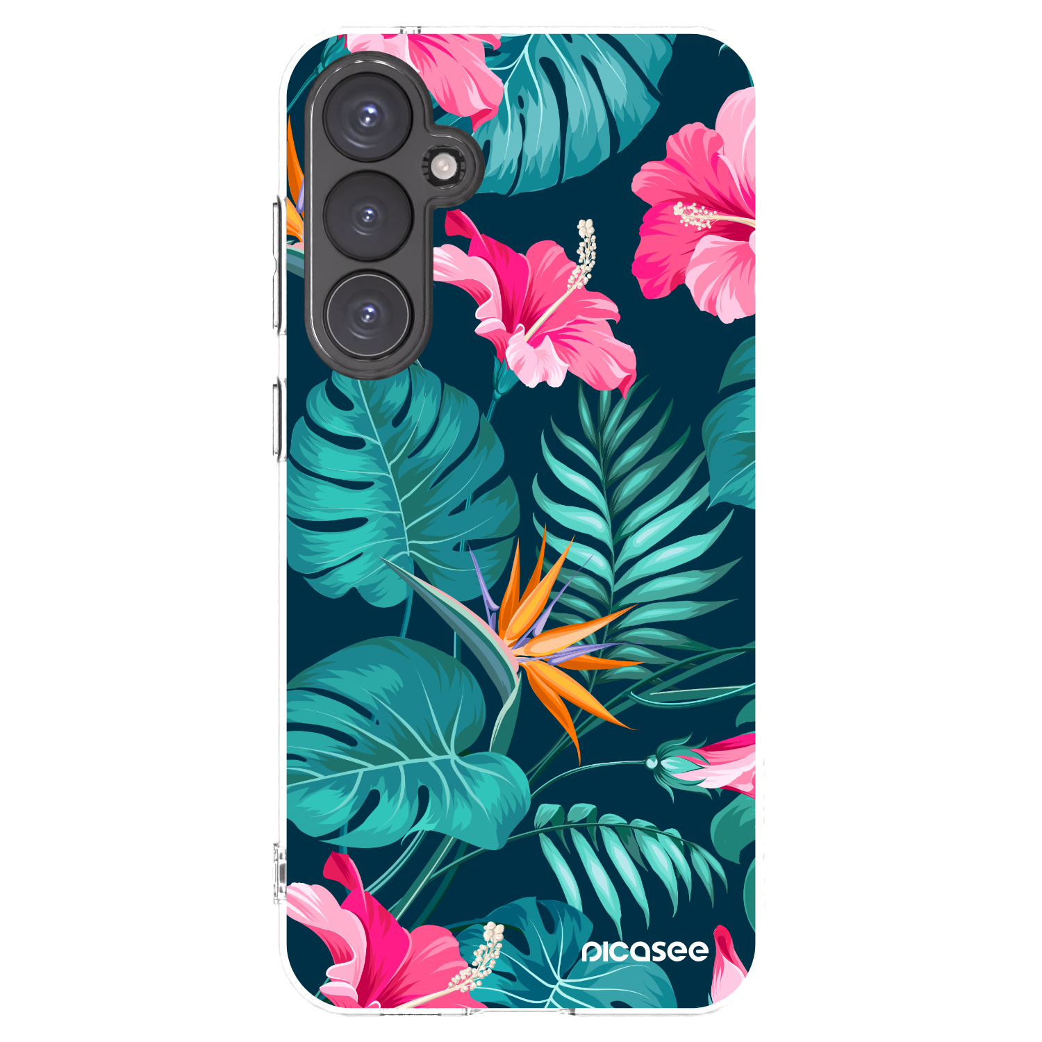 Picasee silikónový prehľadný obal pre Samsung Galaxy S23 FE S711B - Pink Monstera