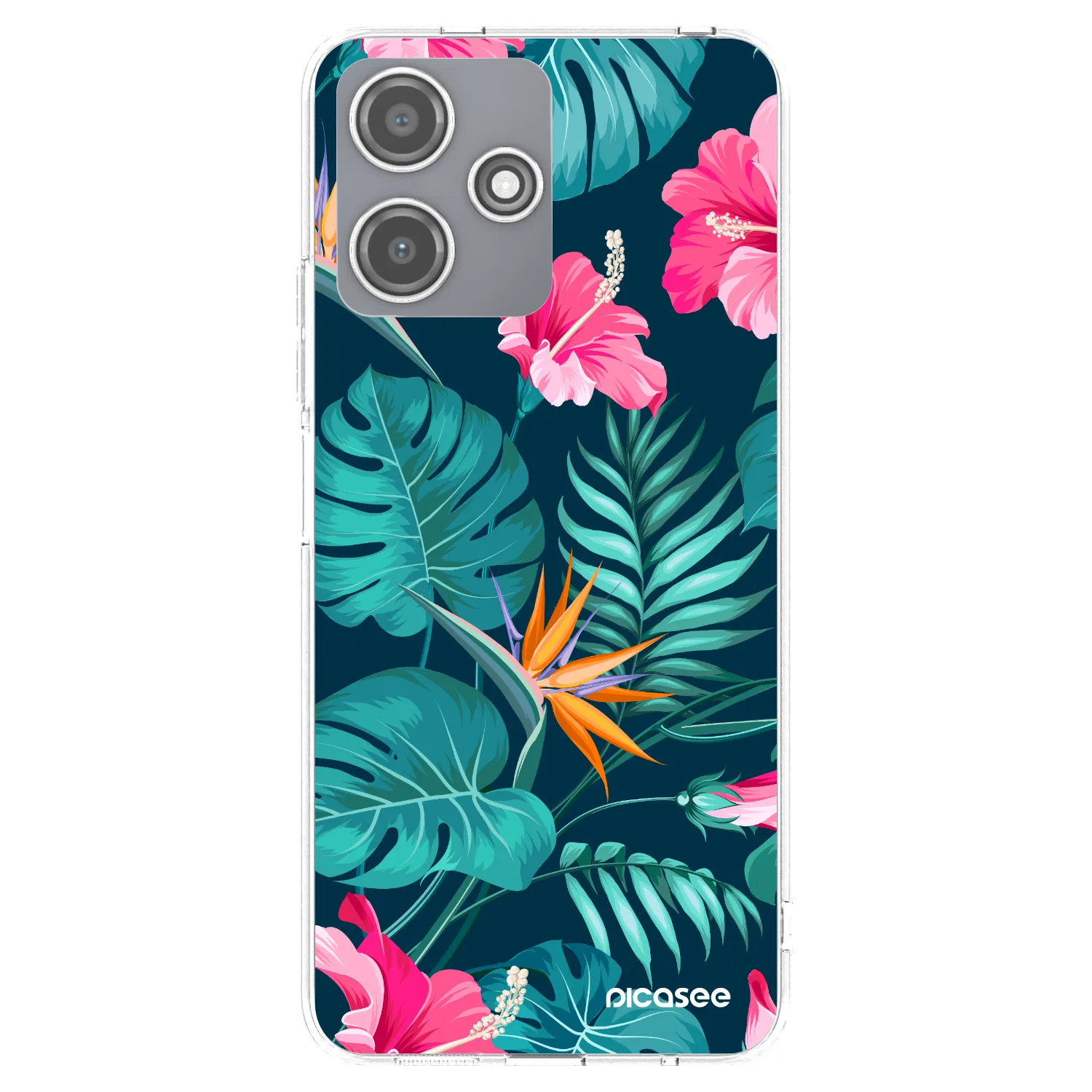 Picasee silikónový prehľadný obal pre Xiaomi Redmi 12 5G - Pink Monstera