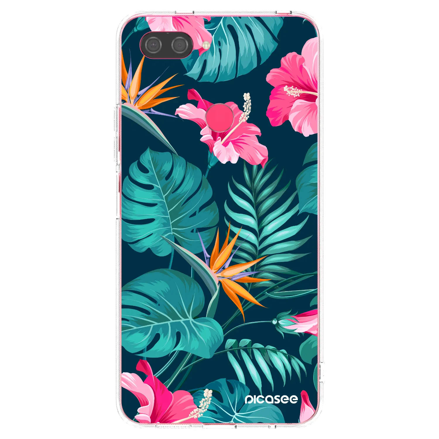 Picasee silikónový prehľadný obal pre Xiaomi Mi 8 Lite - Pink Monstera