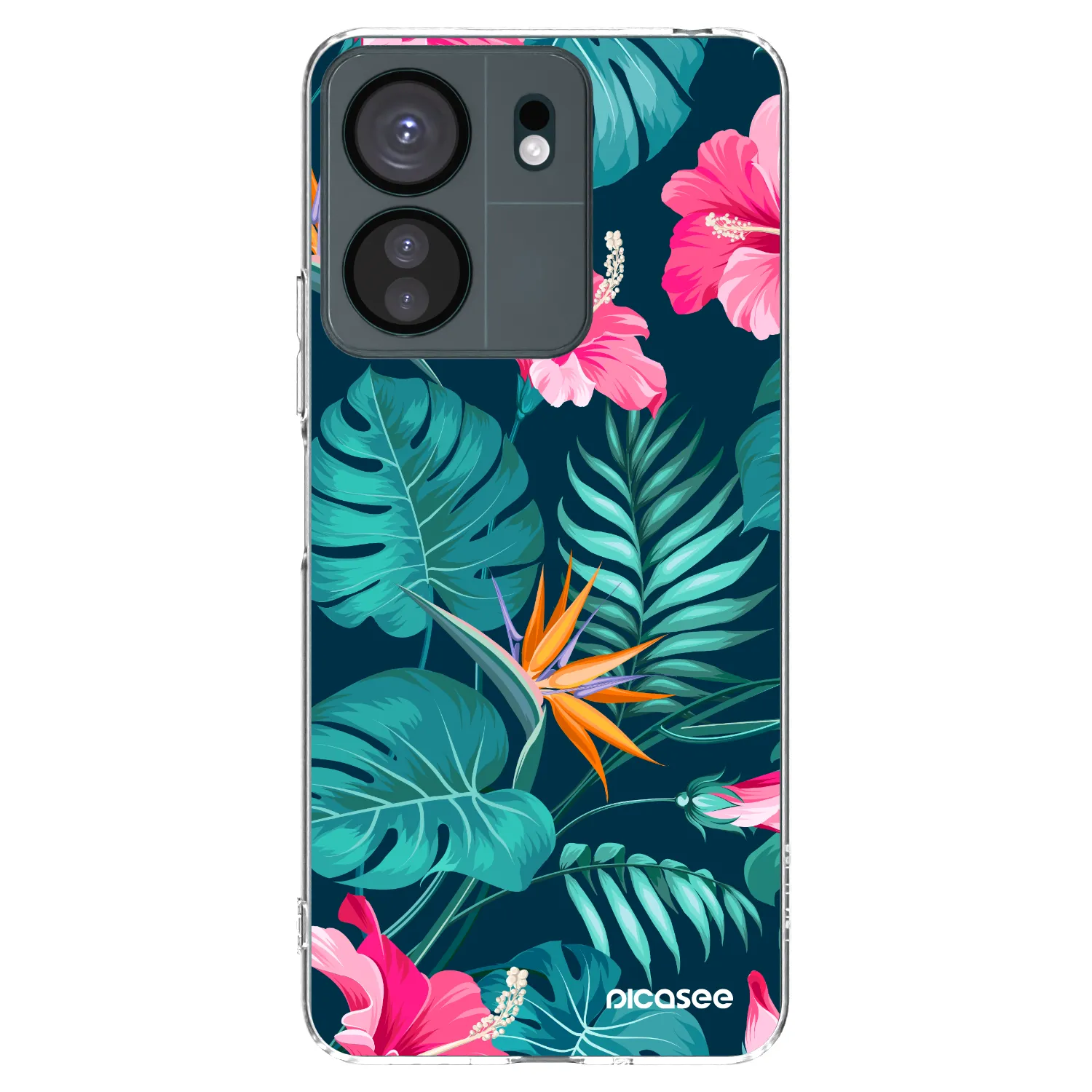 Silikónový prehľadný obal pre Xiaomi Redmi 13C 4G - Pink Monstera