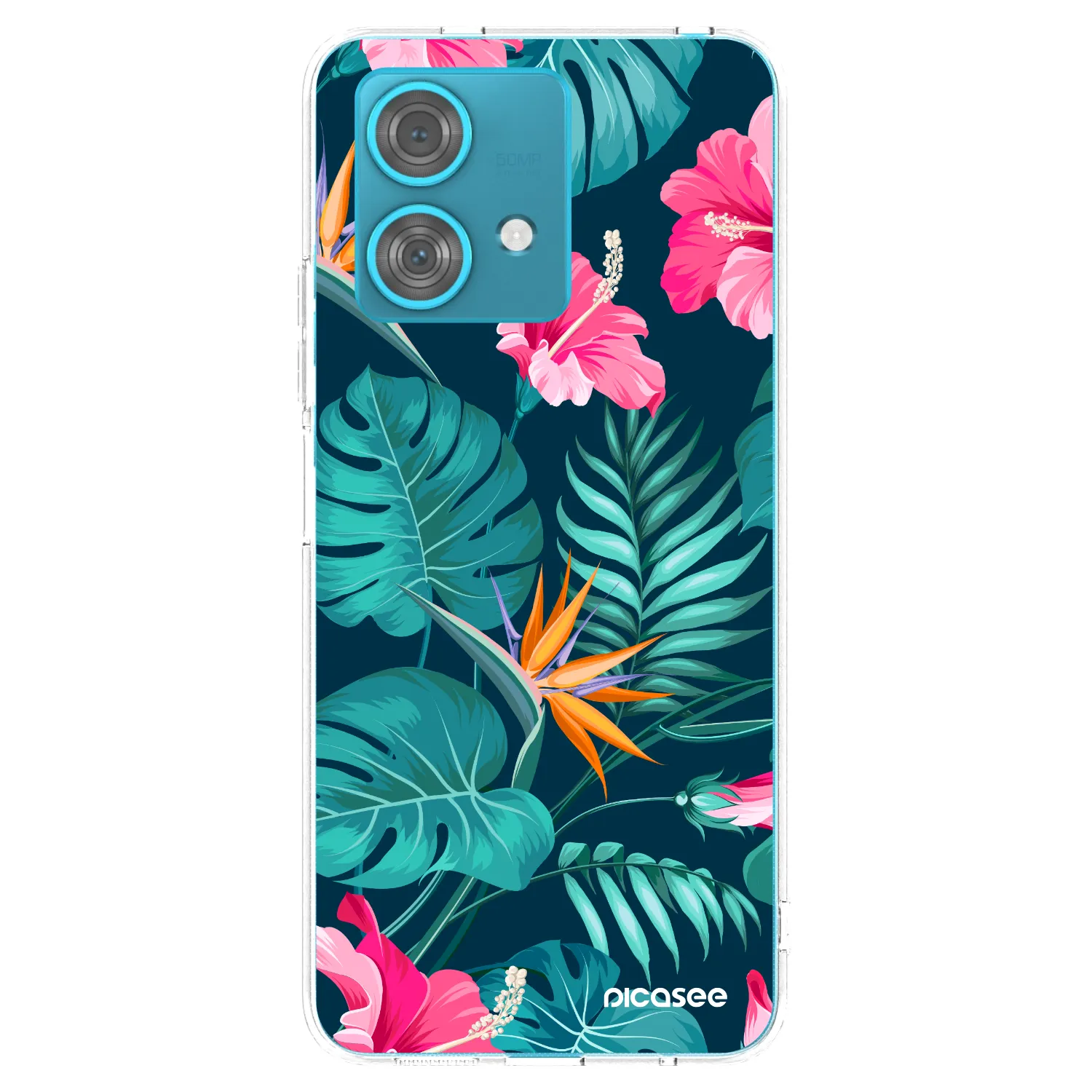Picasee silikónový prehľadný obal pre Motorola Edge 40 Neo - Pink Monstera