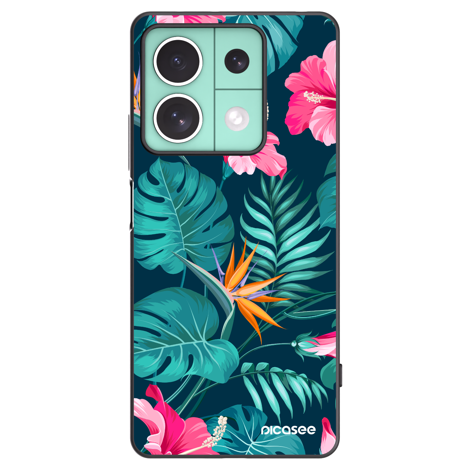 Picasee silikónový čierny obal pre Xiaomi Redmi Note 13 5G - Pink Monstera