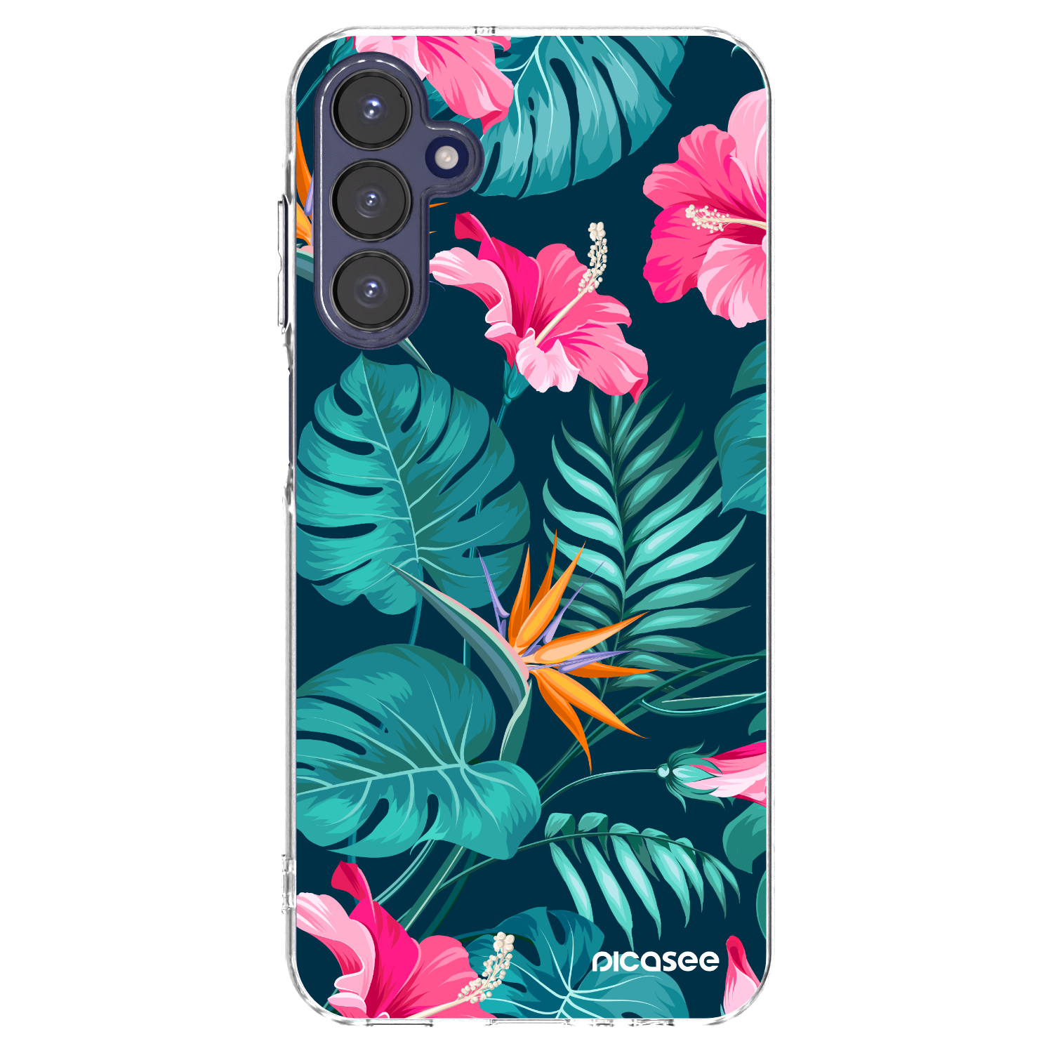 Picasee silikónový prehľadný obal pre Samsung Galaxy A15 A155F 4G - Pink Monstera