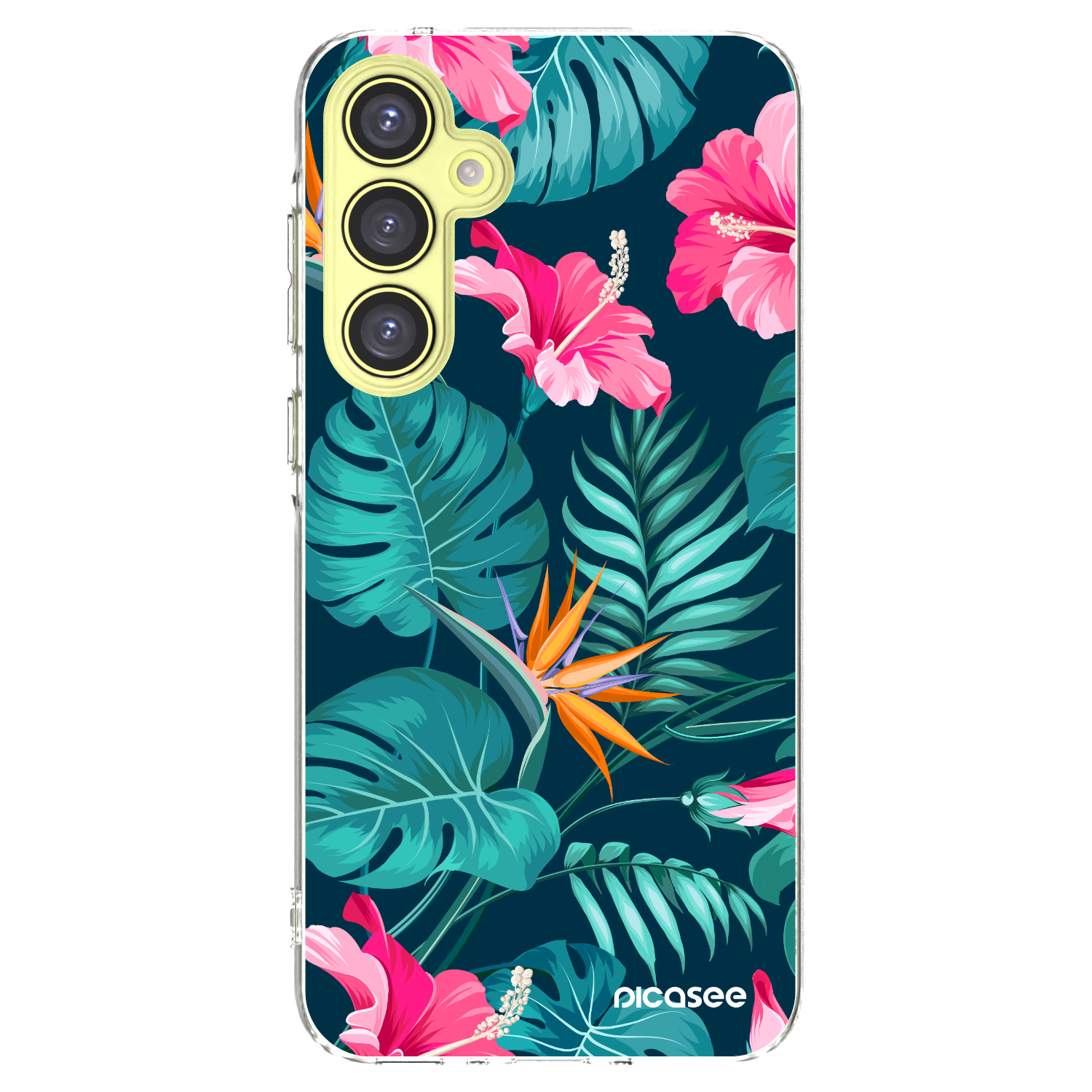 Picasee silikónový prehľadný obal pre Samsung Galaxy A35 5G A356B - Pink Monstera